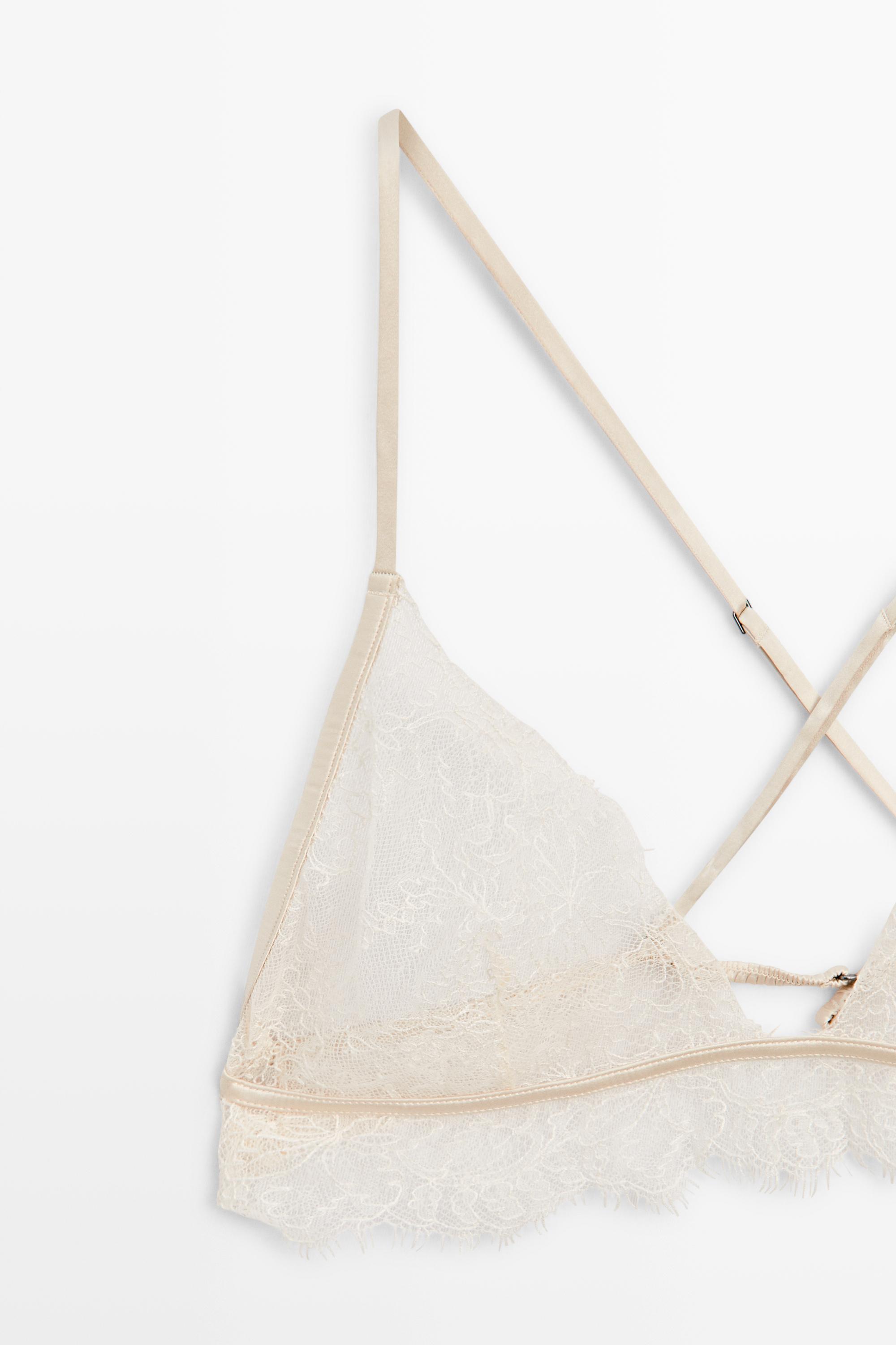 Lace bralette with scalloped hem — CREAM