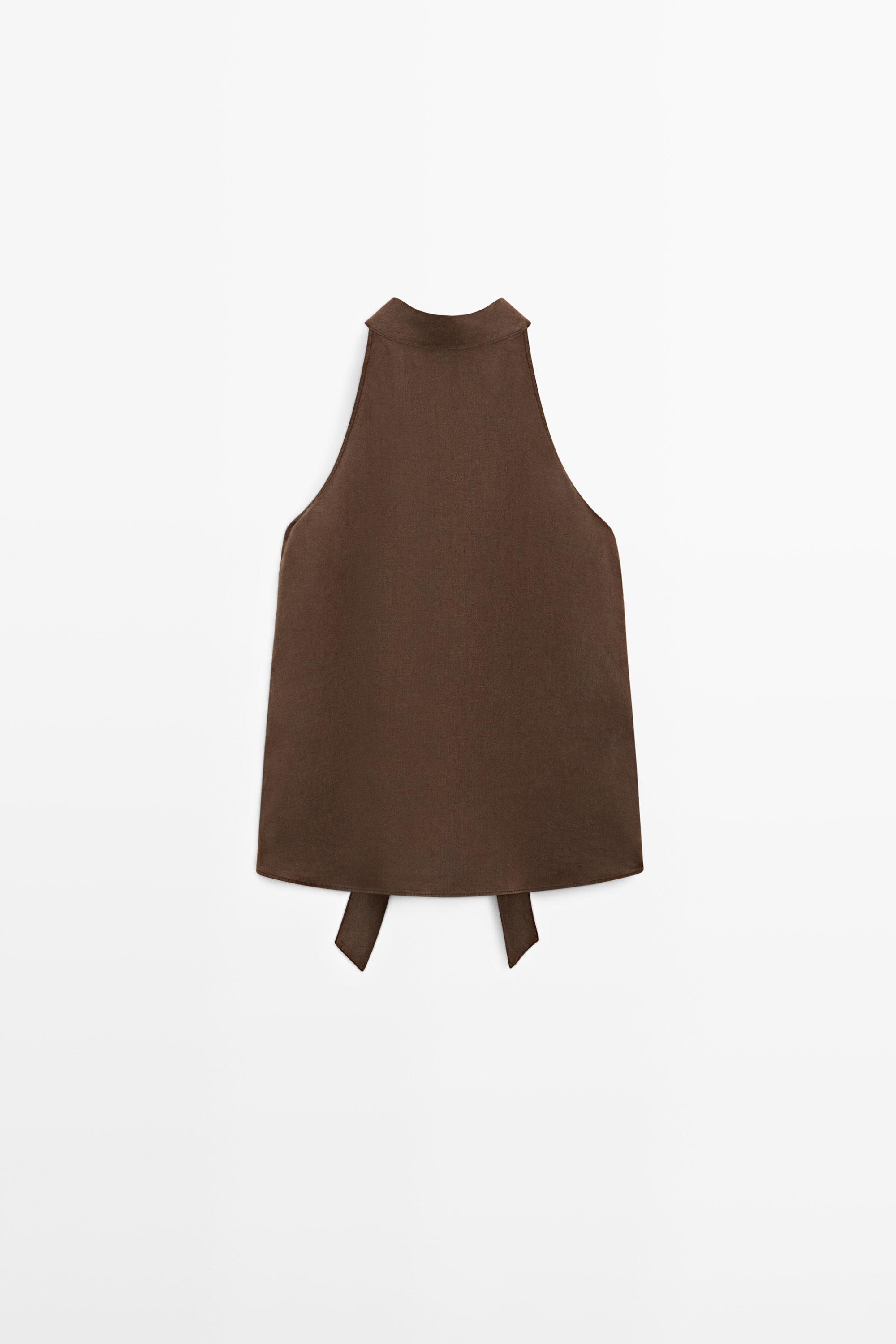 Soepelvallende linnen haltertop