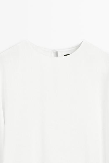 Combined linen-blend dress — WHITE 9