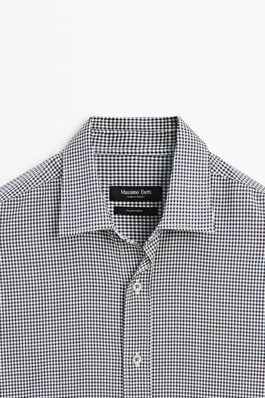 100% wool regular fit check shirt — NAVY BLUE 9