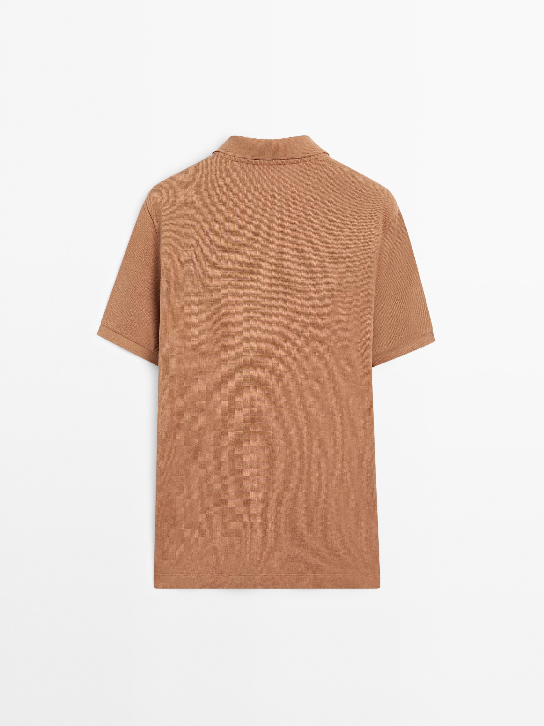 Micro textured piqué cotton polo shirt