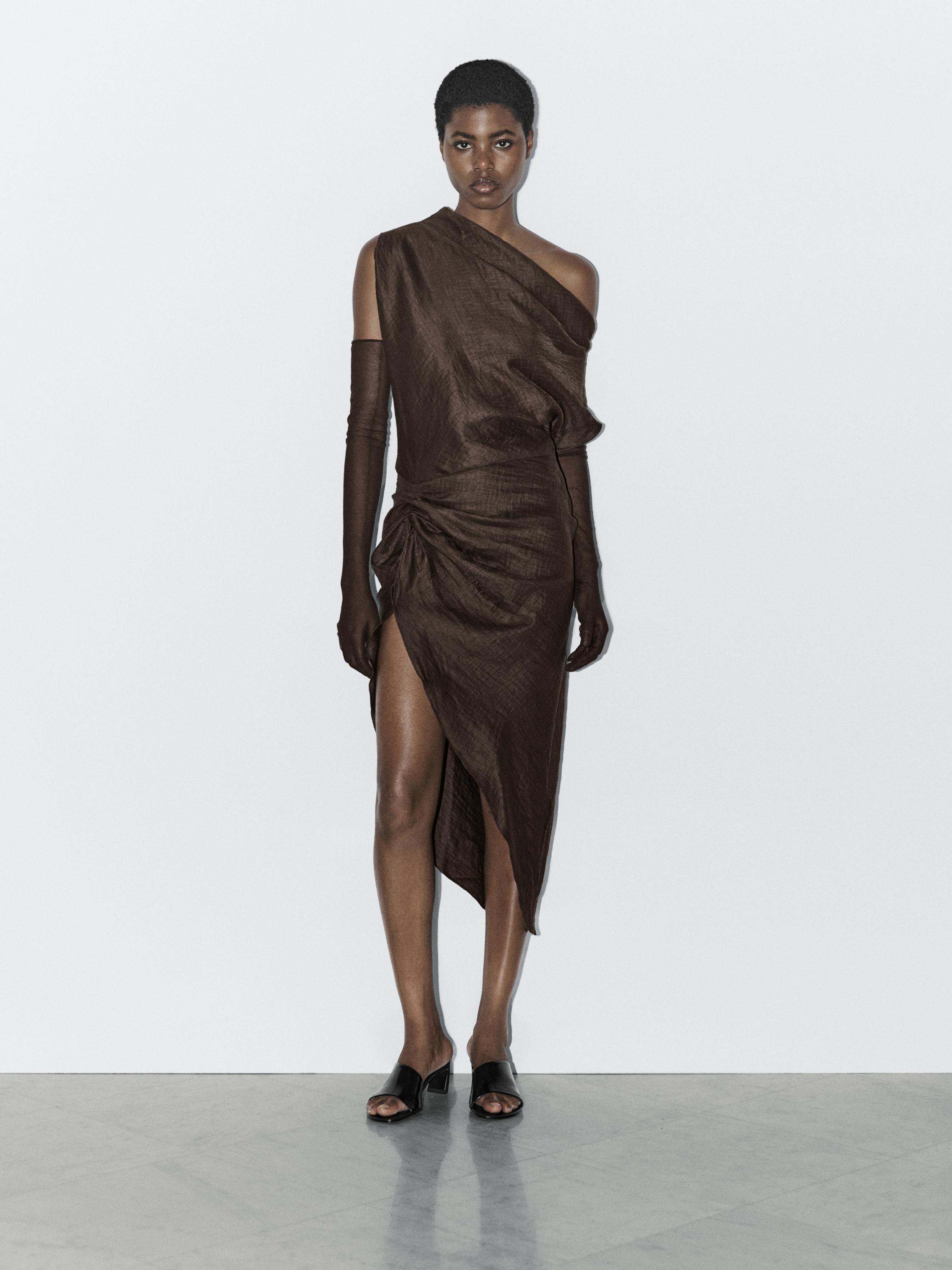 Draped neck top with gathered detail - STUDIO