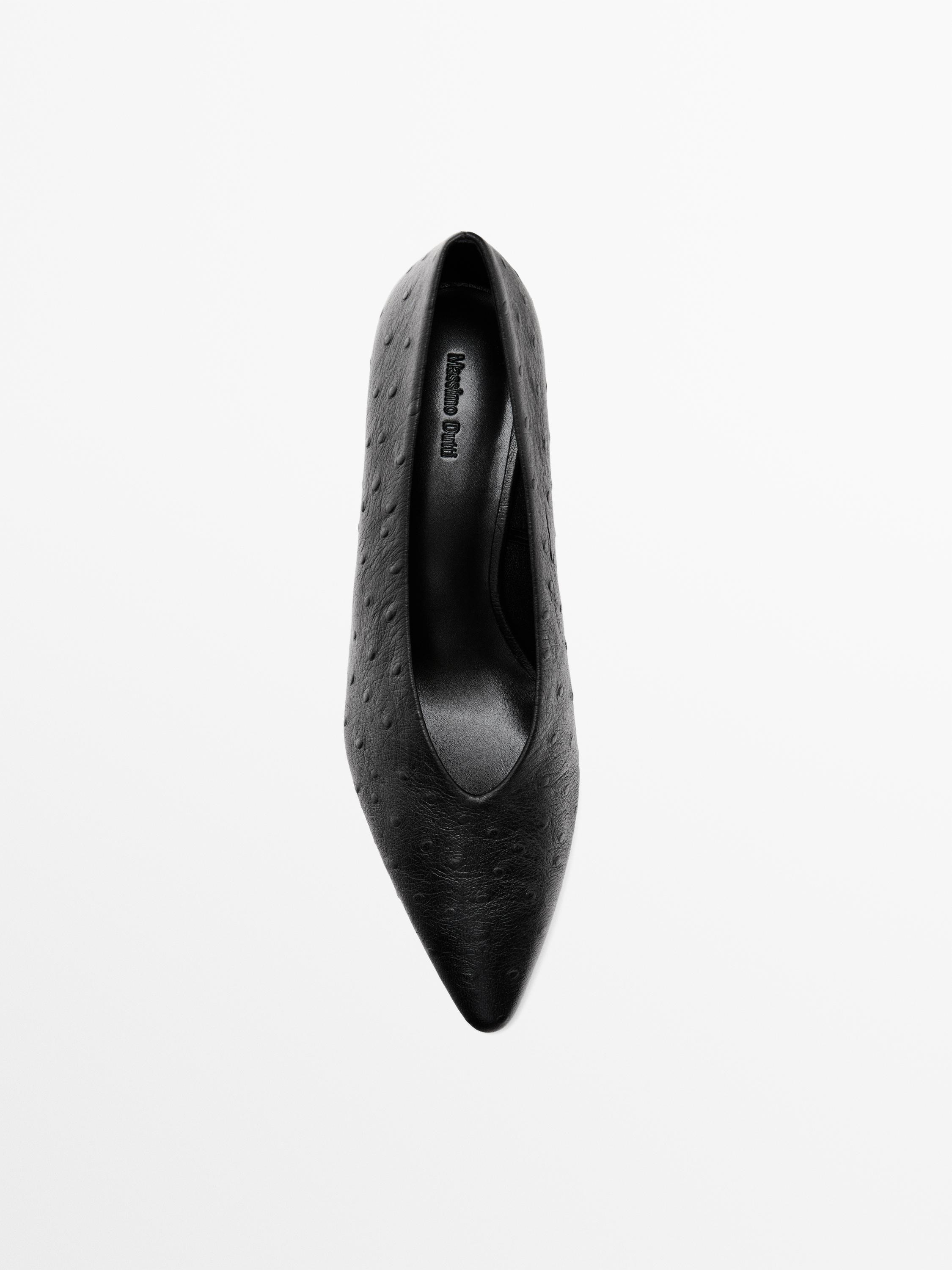 Leren Pump met struisvogelprint