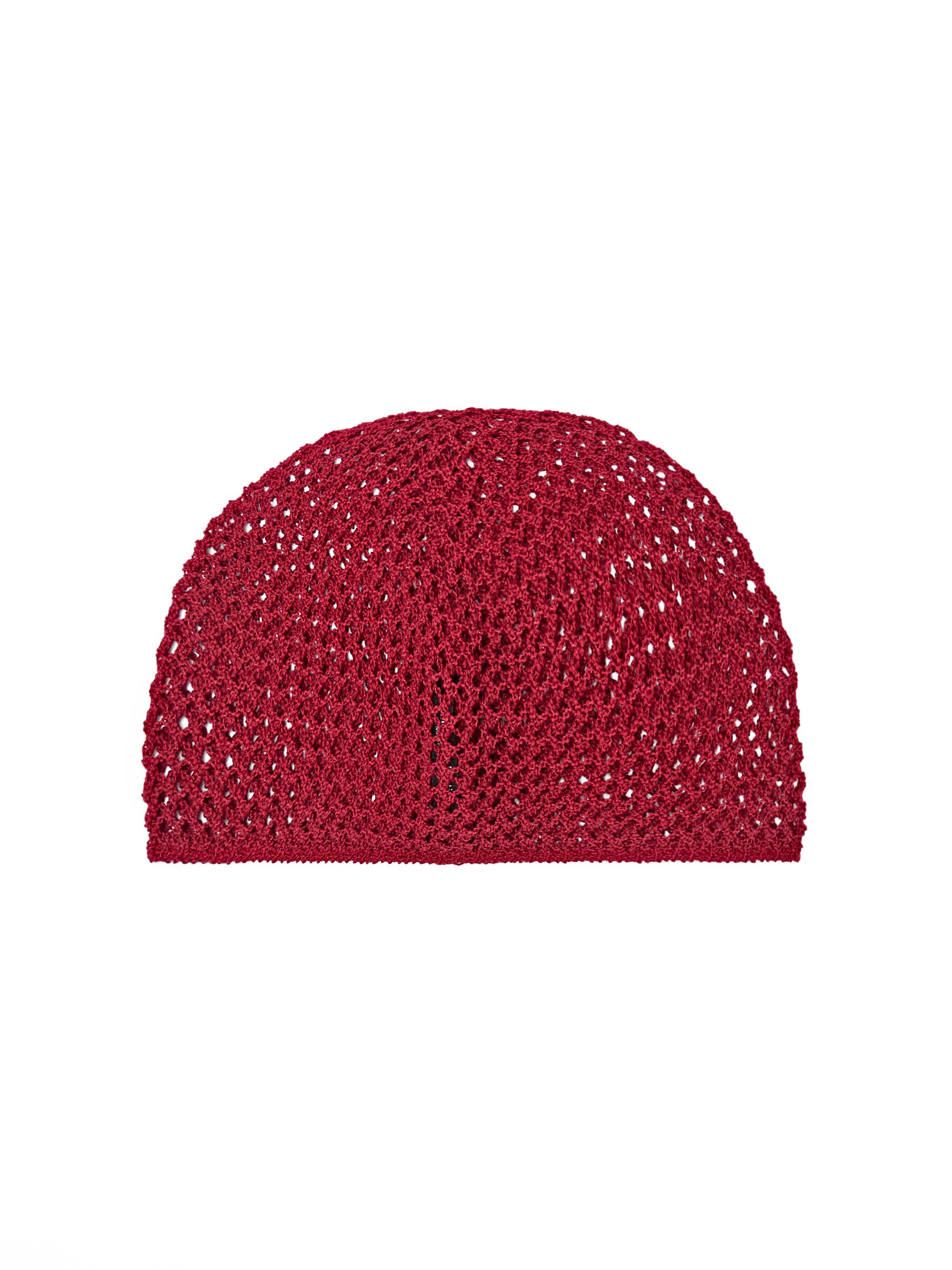 Cotton blend crochet beanie — RED