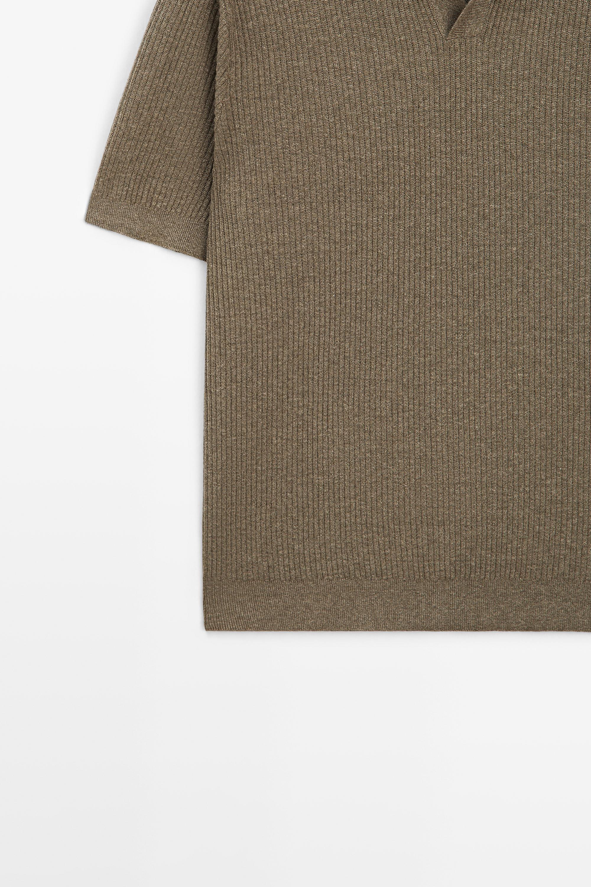Cotton blend knit polo shirt — DARK OLIVE GREEN