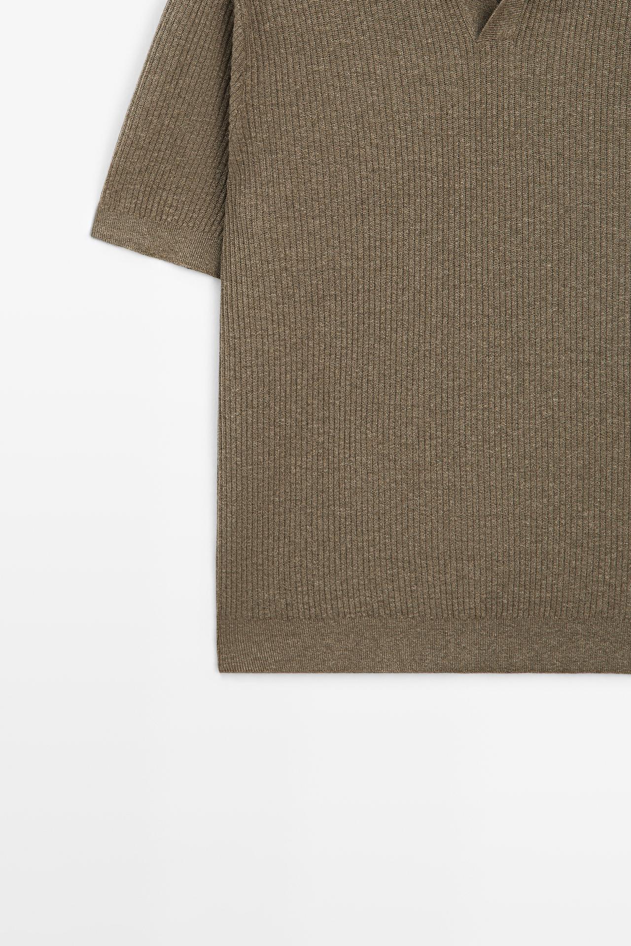 Cotton blend knit polo shirt — DARK OLIVE GREEN