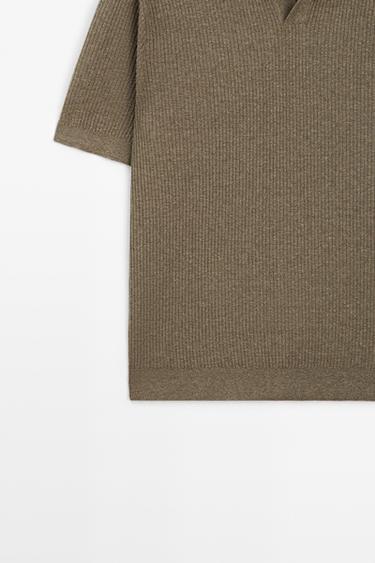 Cotton blend knit polo shirt — DARK OLIVE GREEN 7