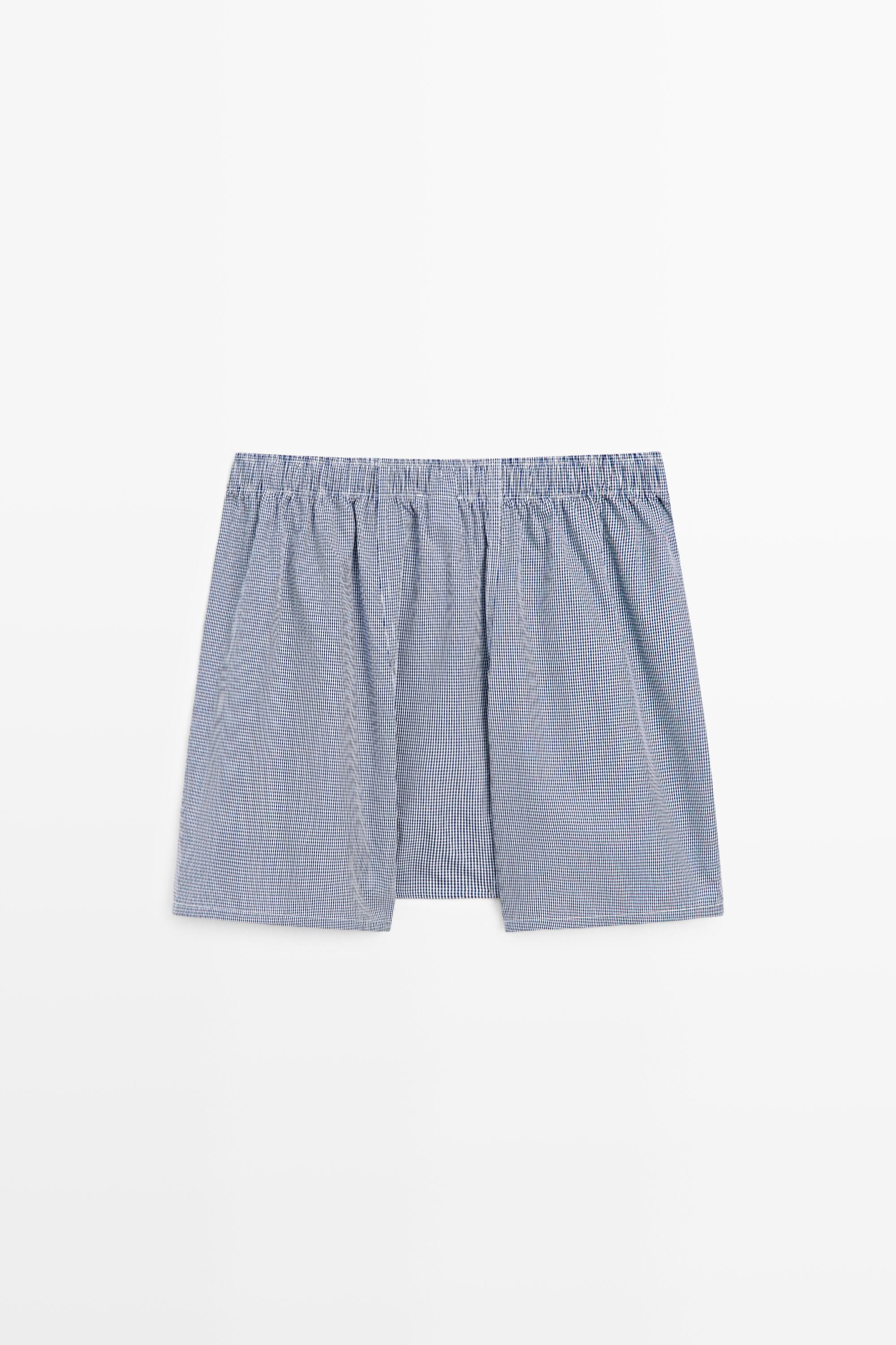 100% cotton micro-check boxers — NAVY BLUE
