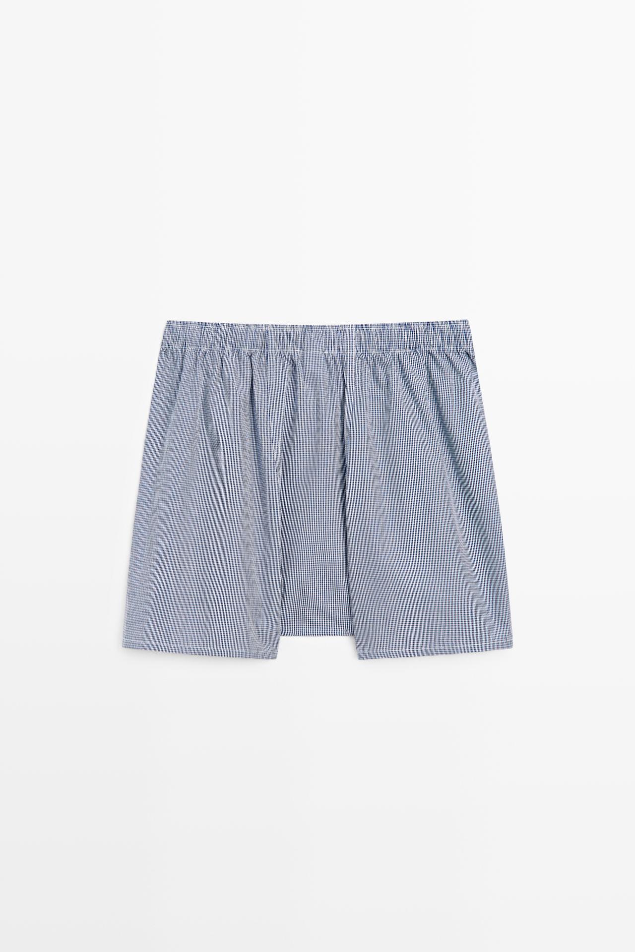 100% cotton micro-check boxers — NAVY BLUE