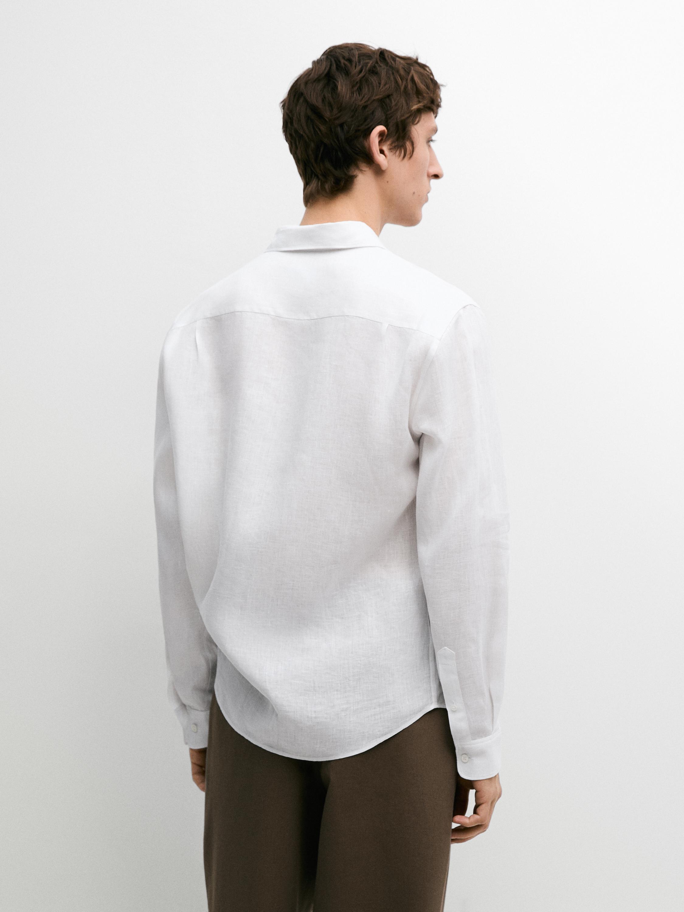 Extra fine regular fit linen shirt — WHITE