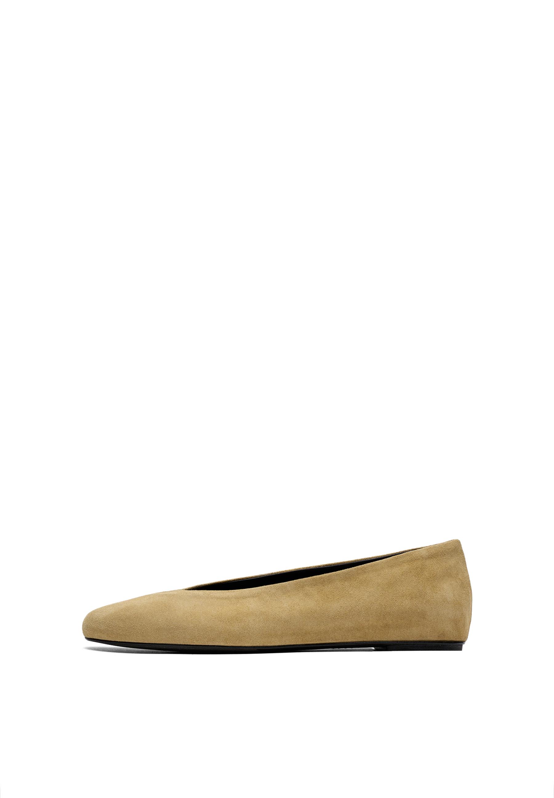 Split leather ballet flats — MUSTARD