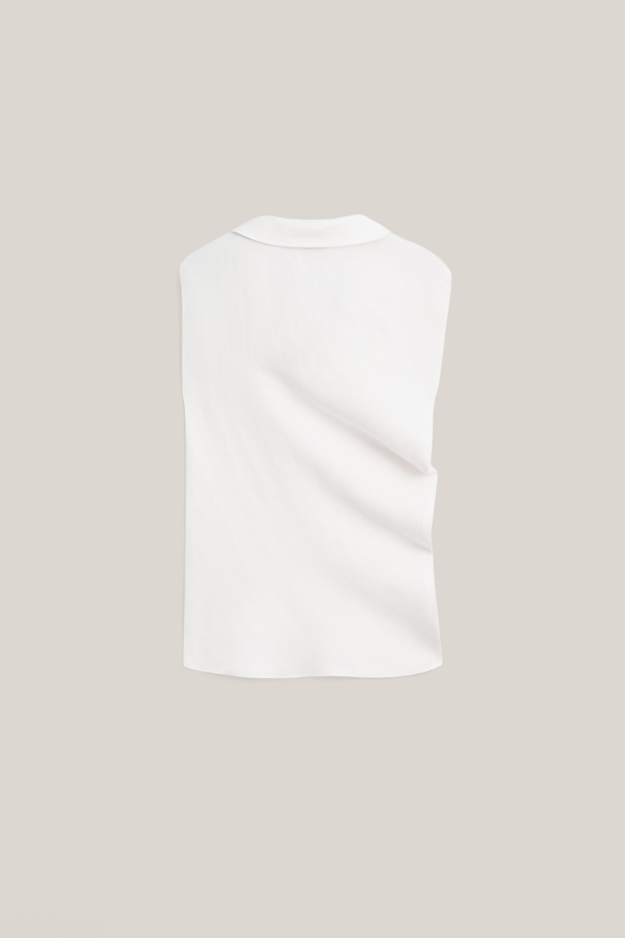100% linen asymmetric top with cowl neck - LIMITED EDITION — WHITE