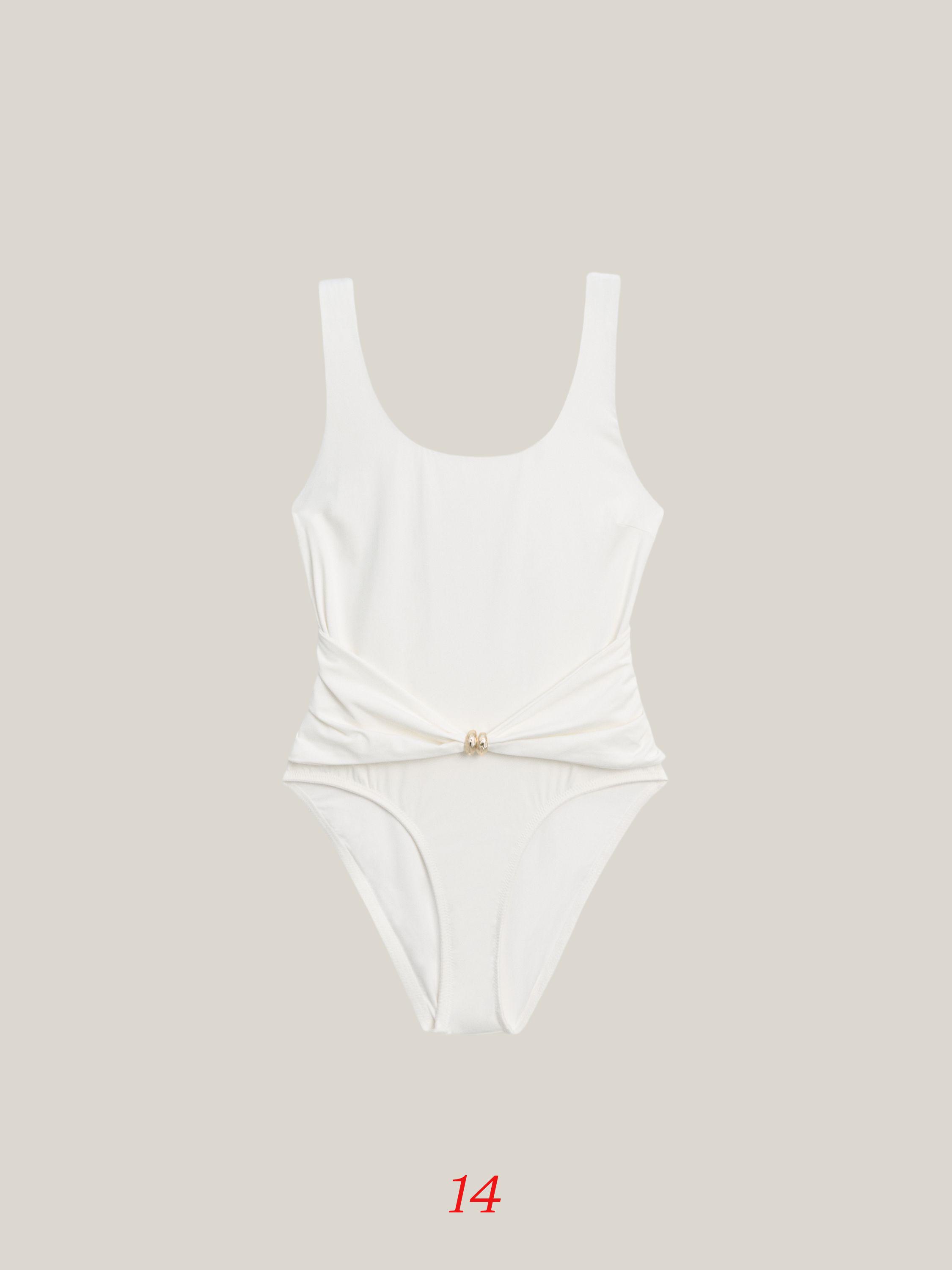 Swimsuit with rhinestone detail — Off white