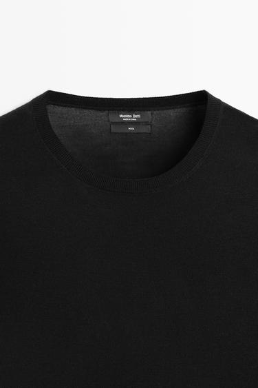 100% wool knit round neck sweater — BLACK 4