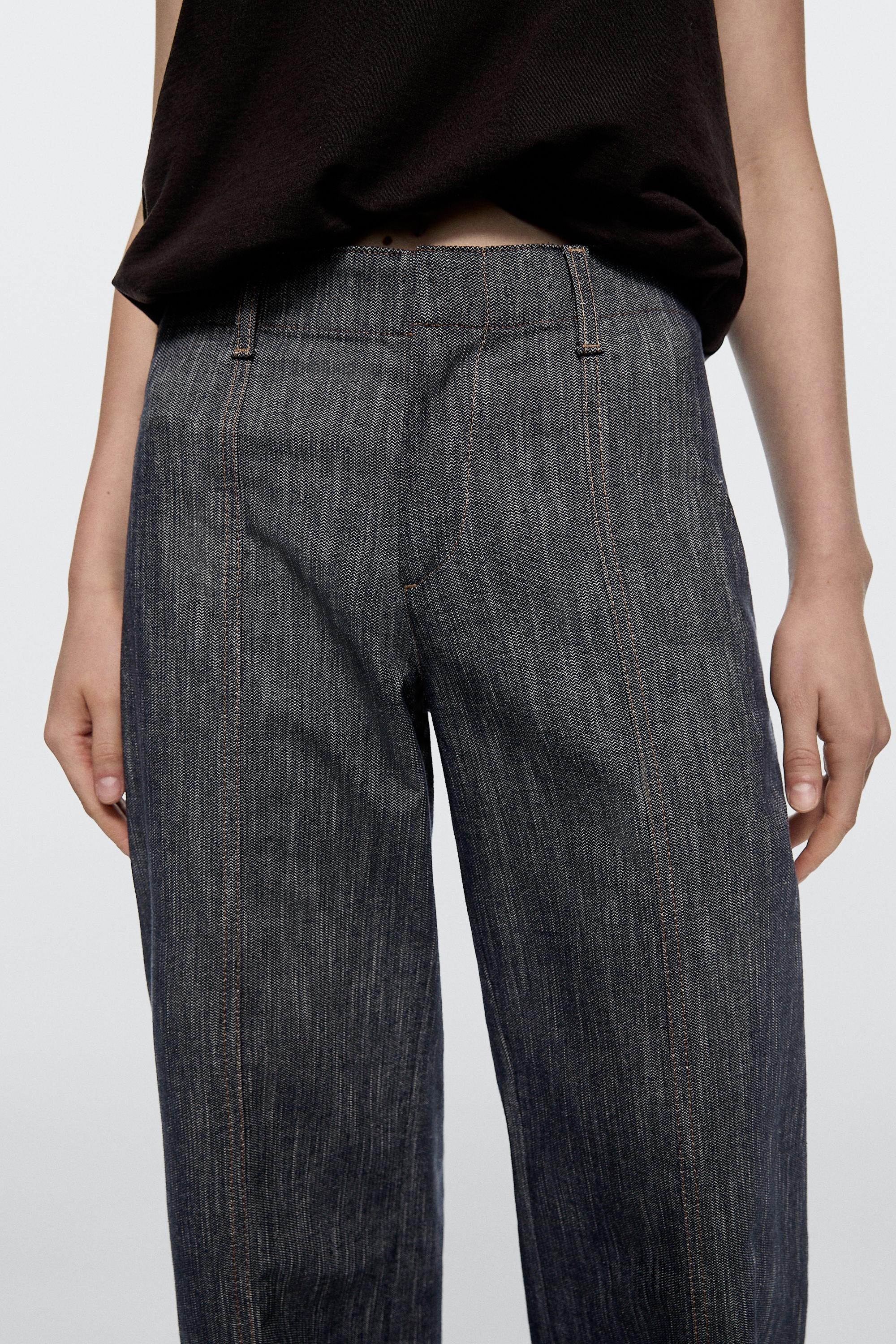 Wide-leg denim effect pants — INDIGO