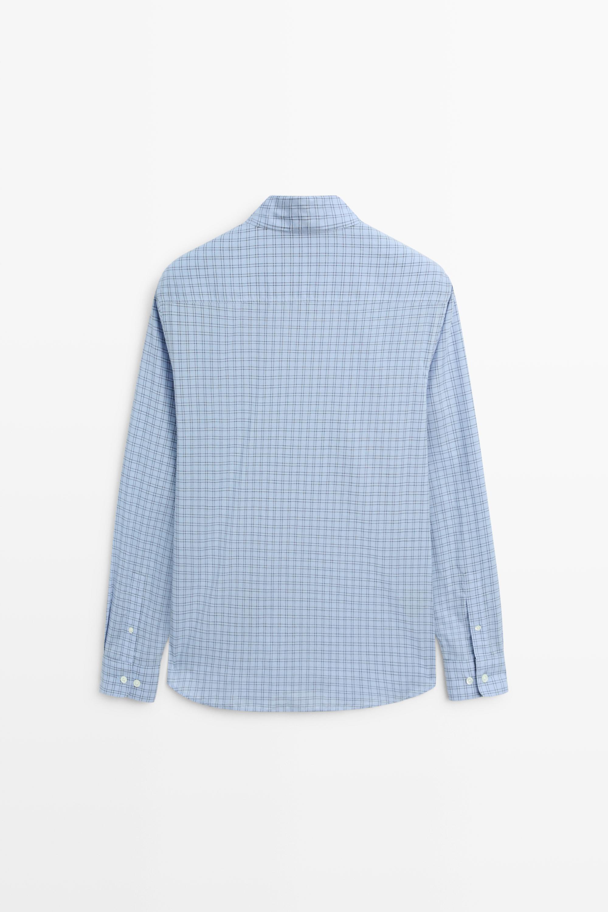 Relaxed fit plaid shirt — BLUE