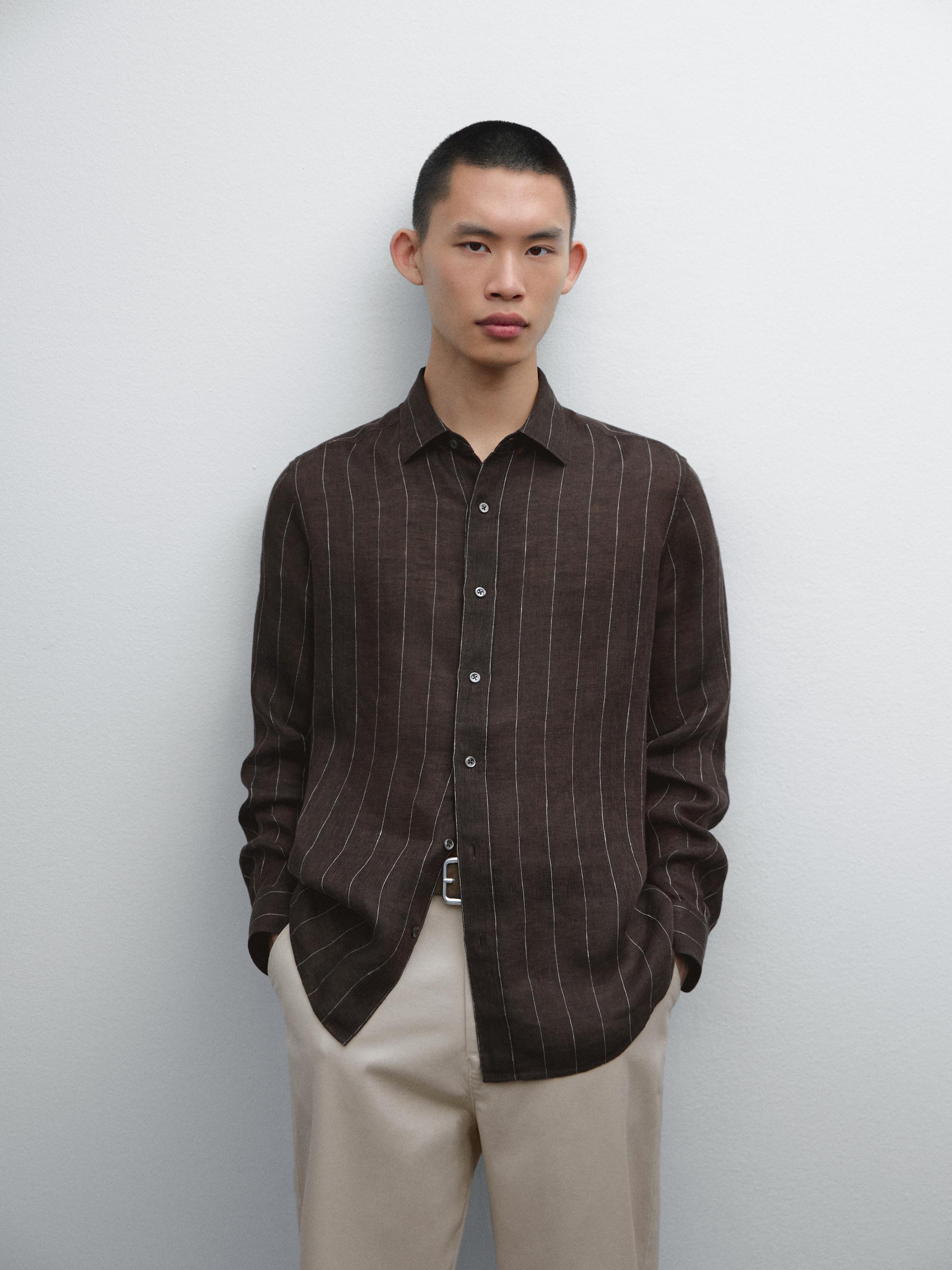 Chemise à rayures tennis 100&nbsp;% lin