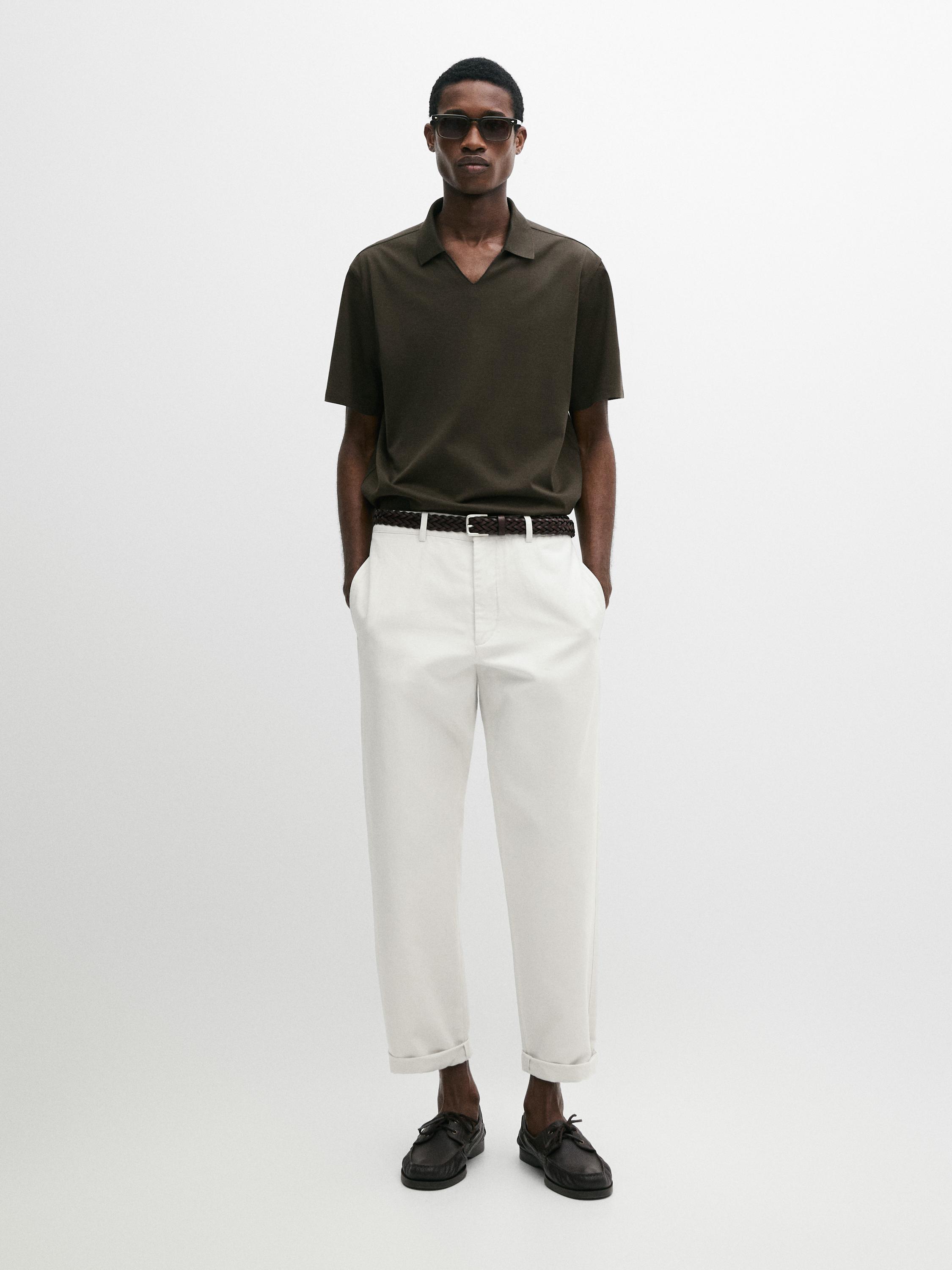 Cotton V-neck polo shirt