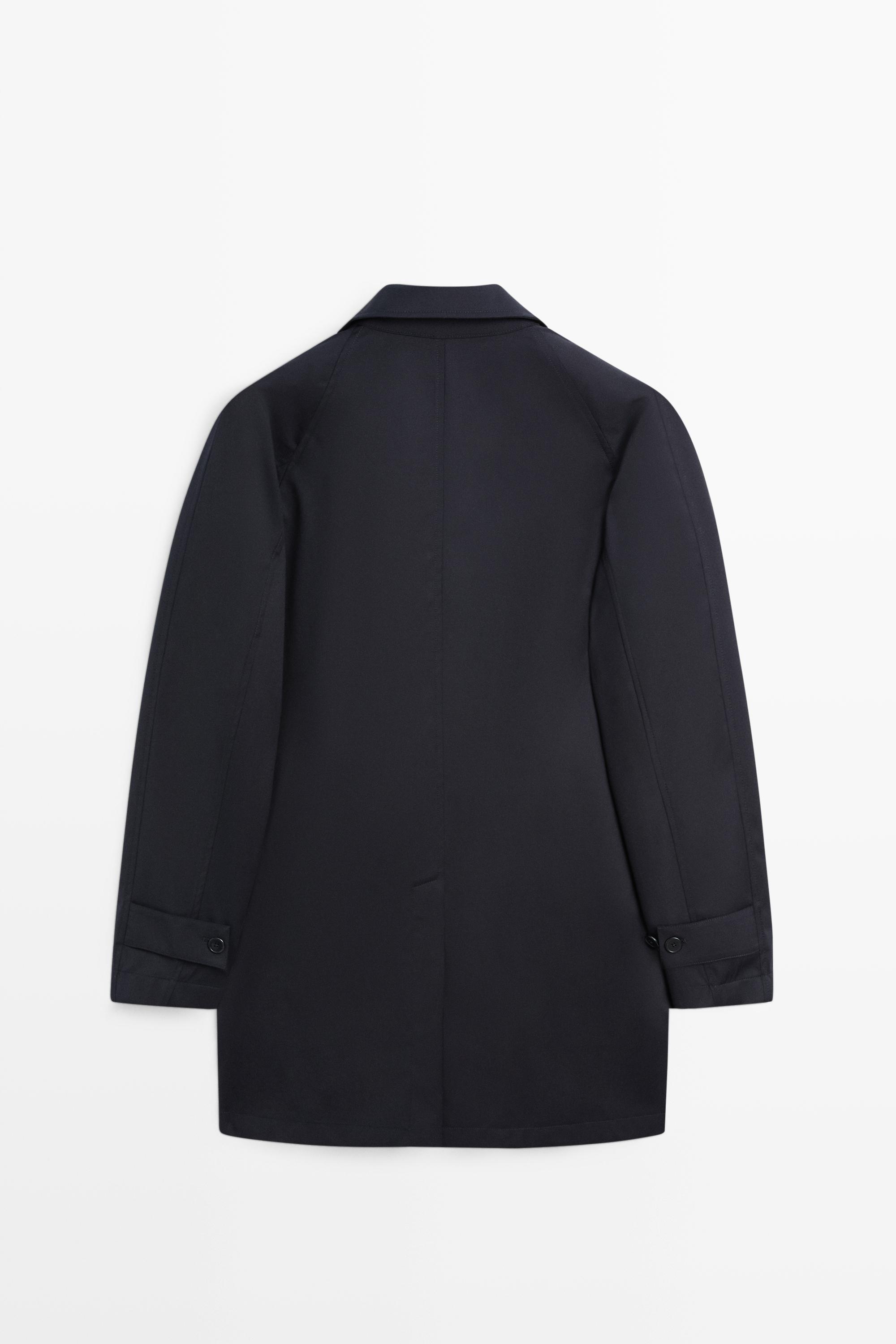 100% Wool Trench Coat — NAVY BLUE