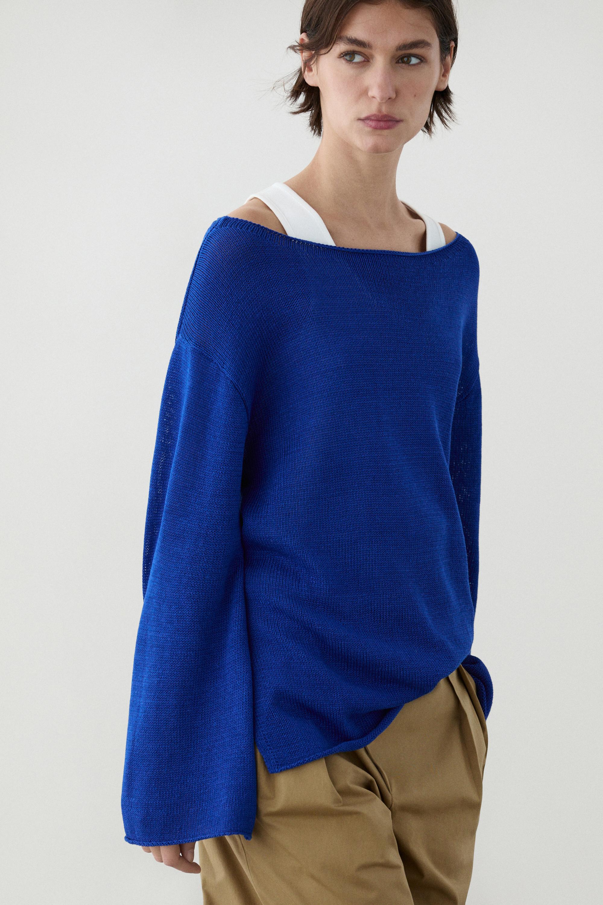 100% mercerised cotton sweater — DEEP BLUE