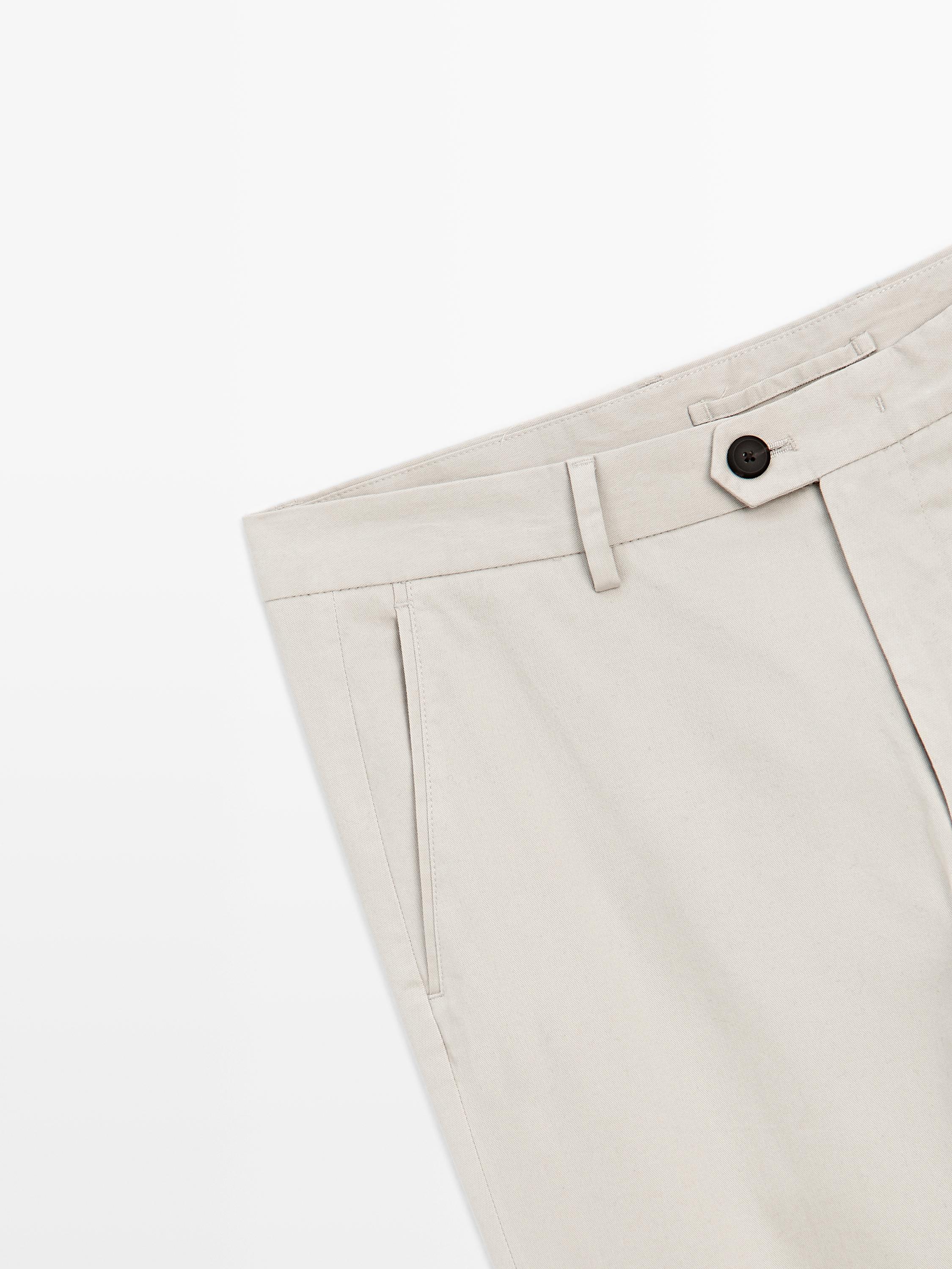 Slim fit cotton blend trousers