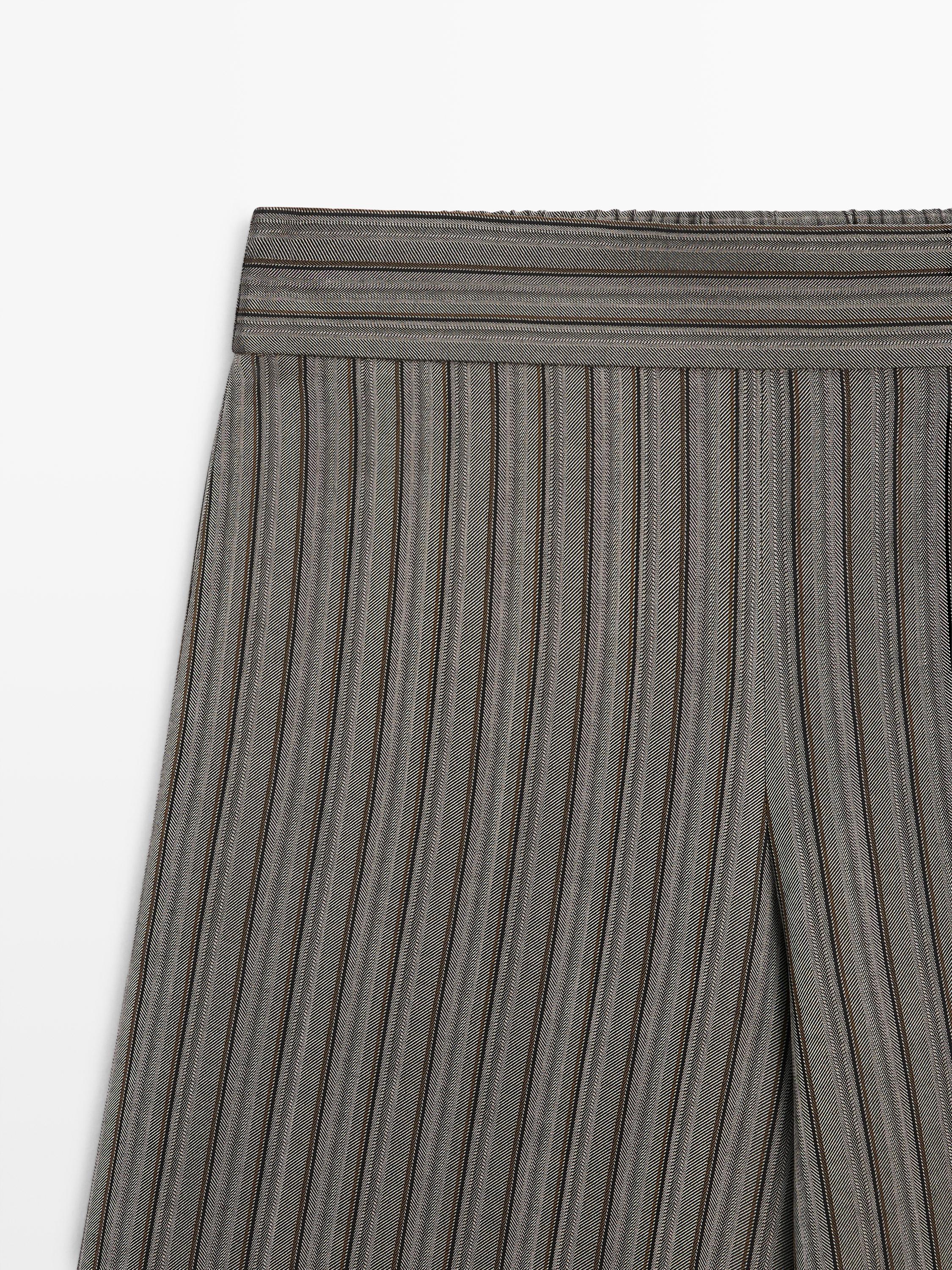 Wide-leg trousers with striped details — GREY