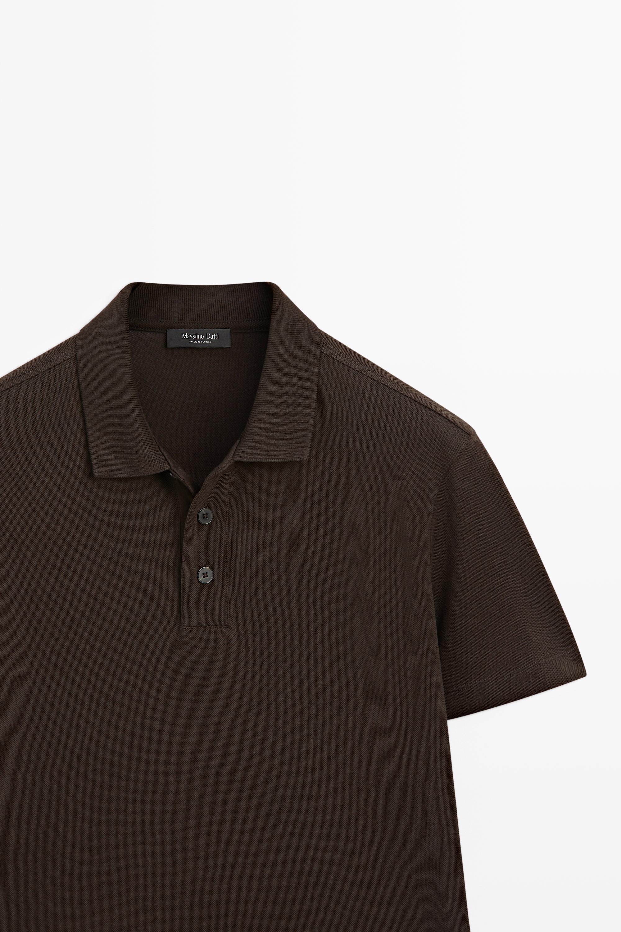 Piqué 100% cotton polo shirt — Chocolate