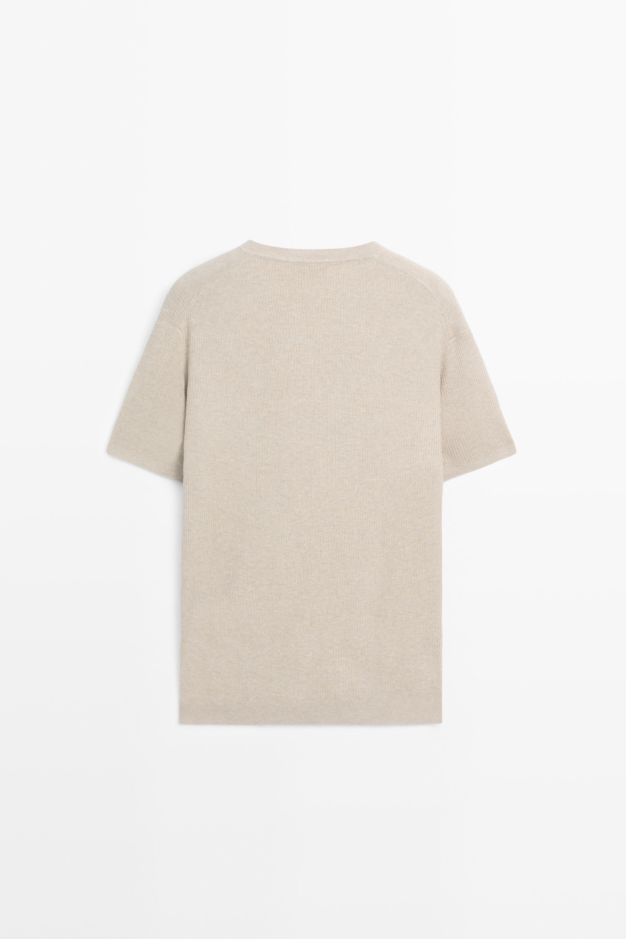 Short sleeve knit cotton blend sweater — Washed