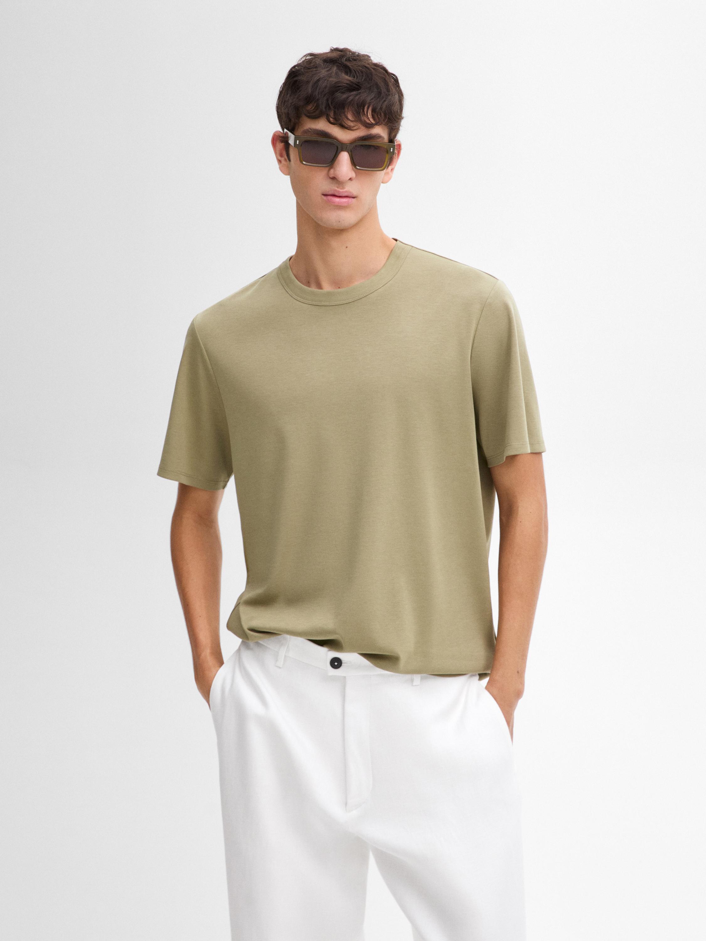 Camiseta manga corta mezcla algodón