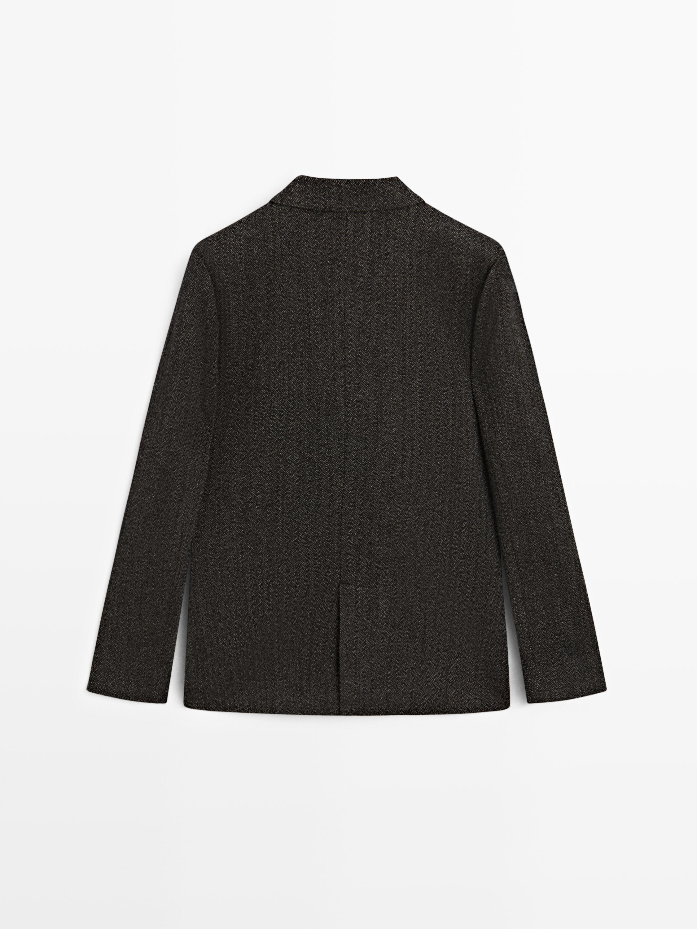 Herringbone wool blend blazer