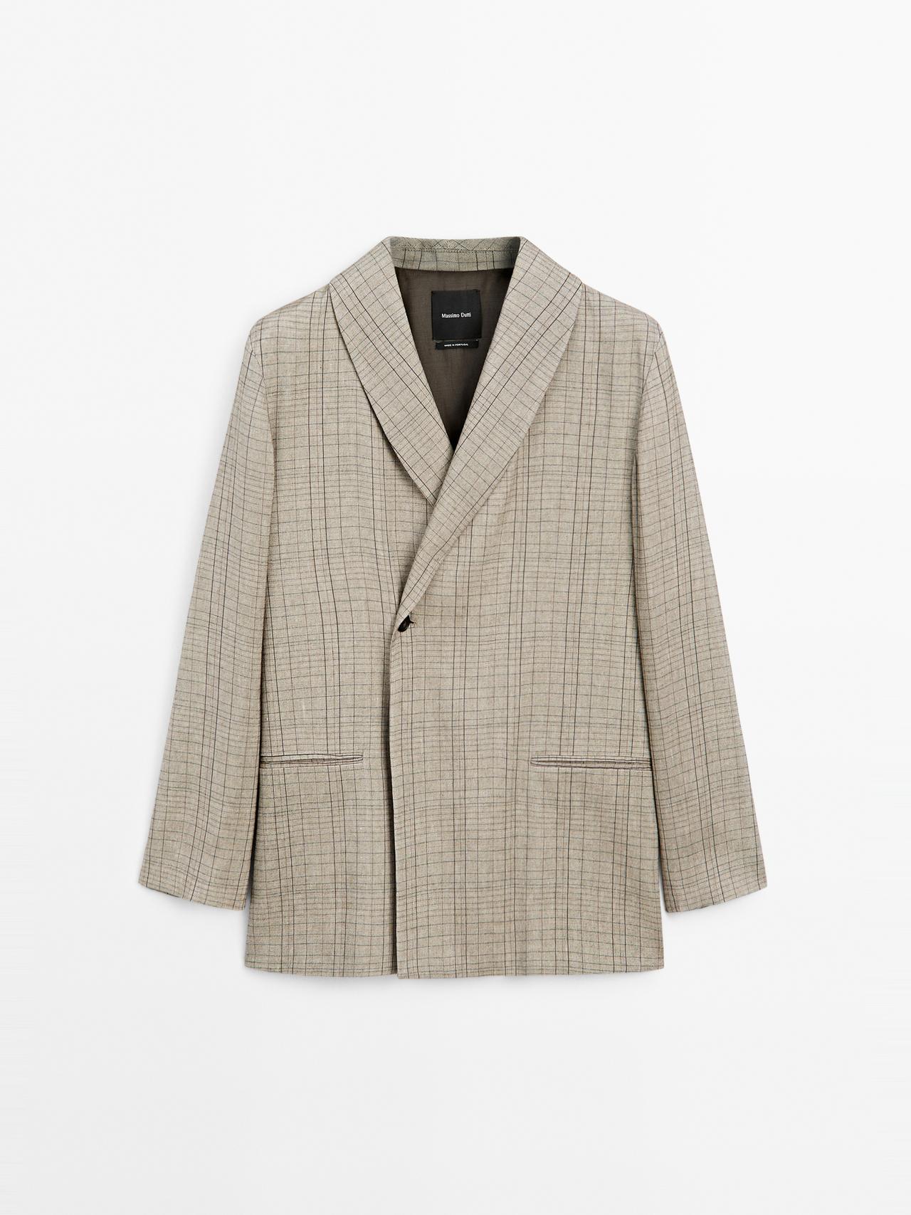 Massimo Dutti - Dame - Ternet Blazer Med Sjalskrave - Beige - 40