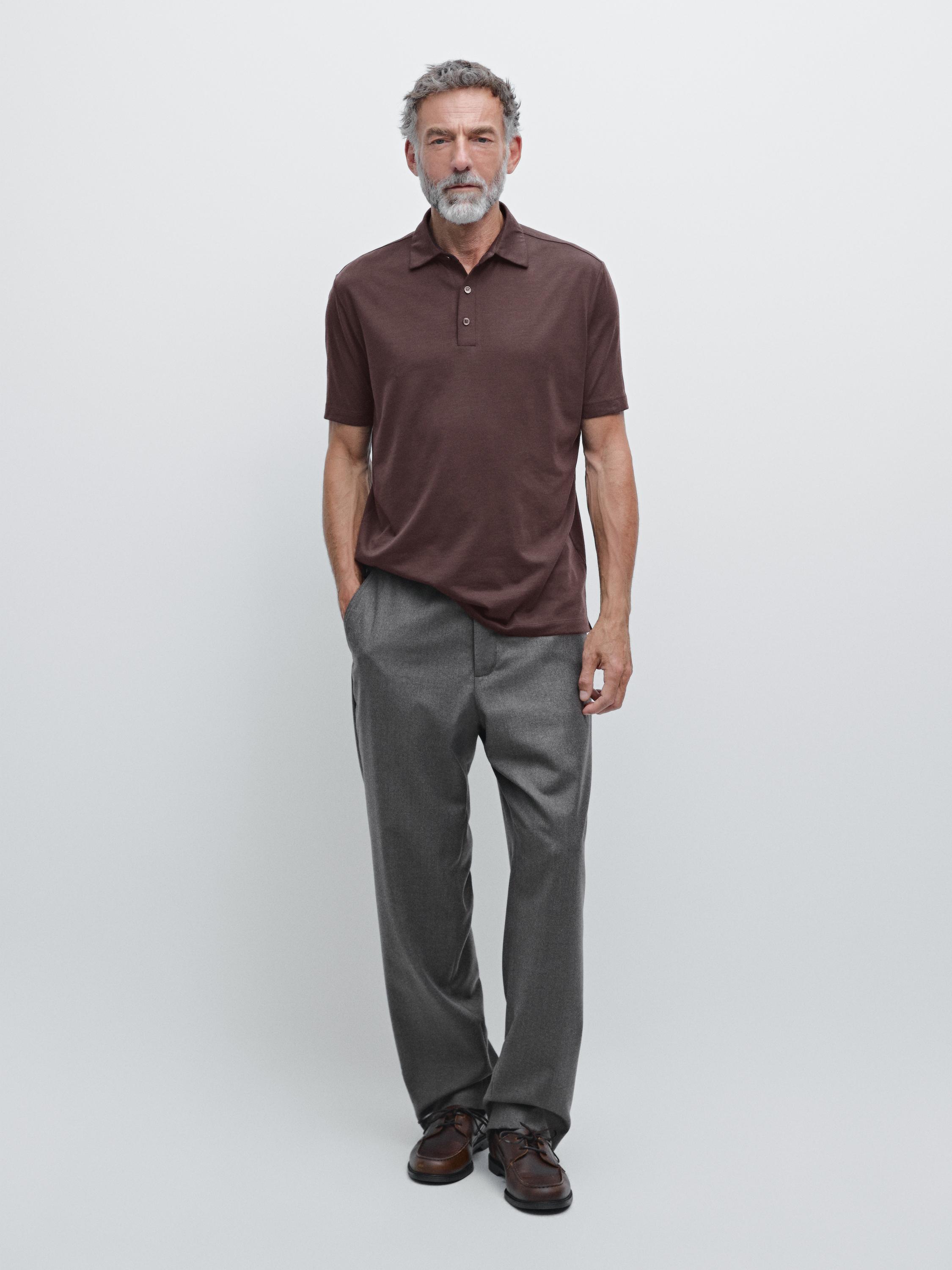 短袖羊毛混紡POLO衫