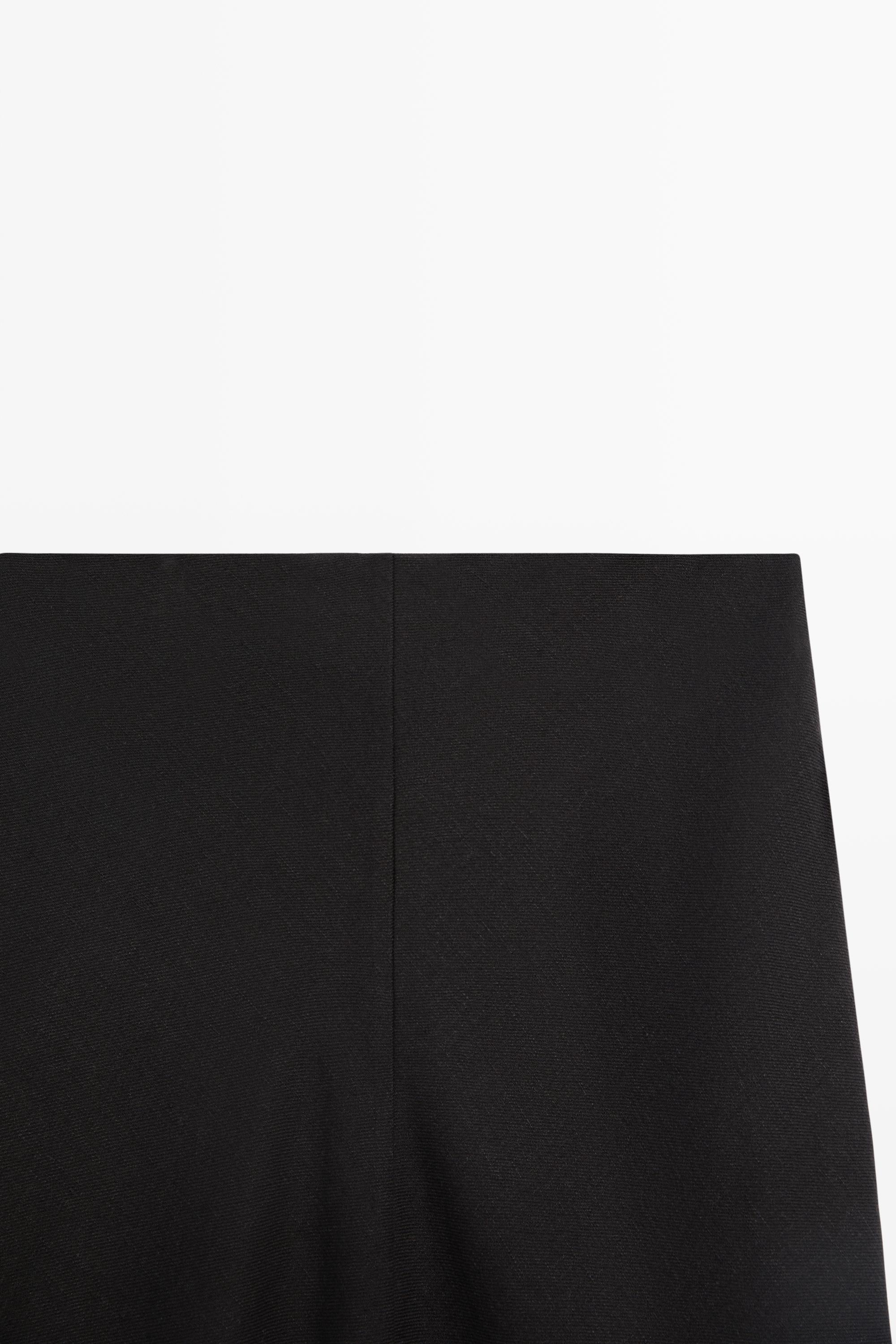 Straight linen midi skirt — BLACK