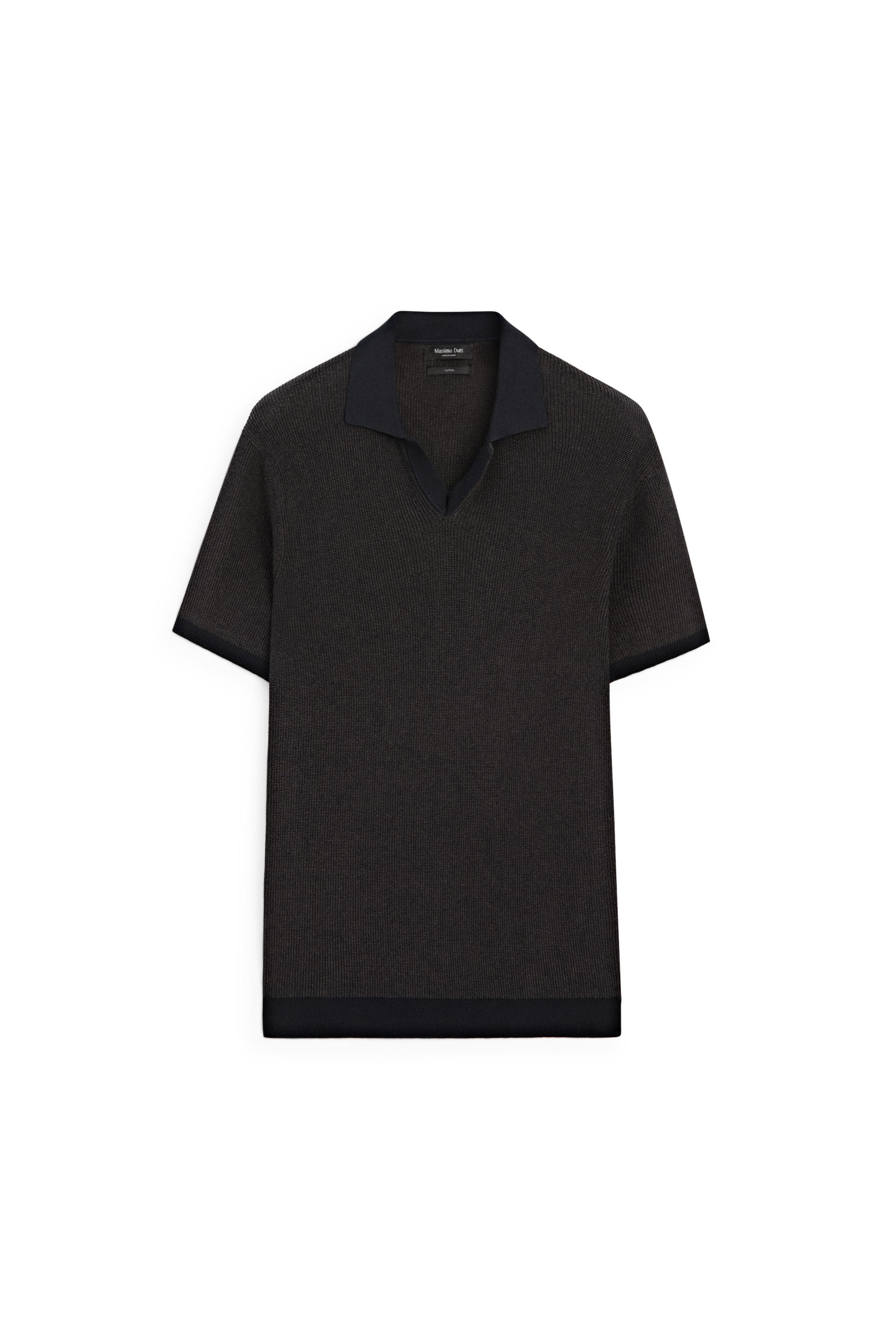 100% Cotton knit polo sweater — NAVY BLUE