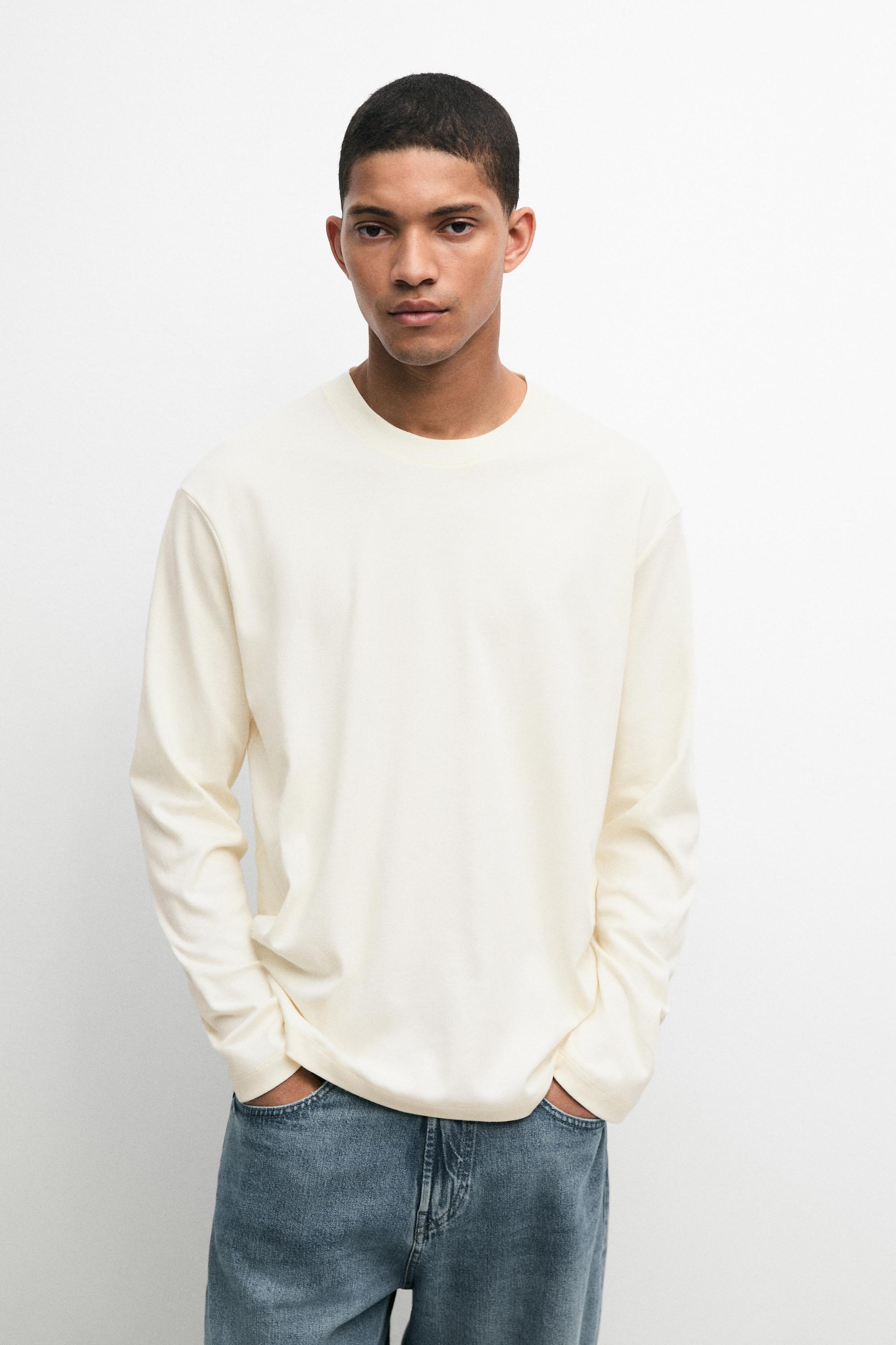 100% cotton long sleeve T-shirt — Vanilla
