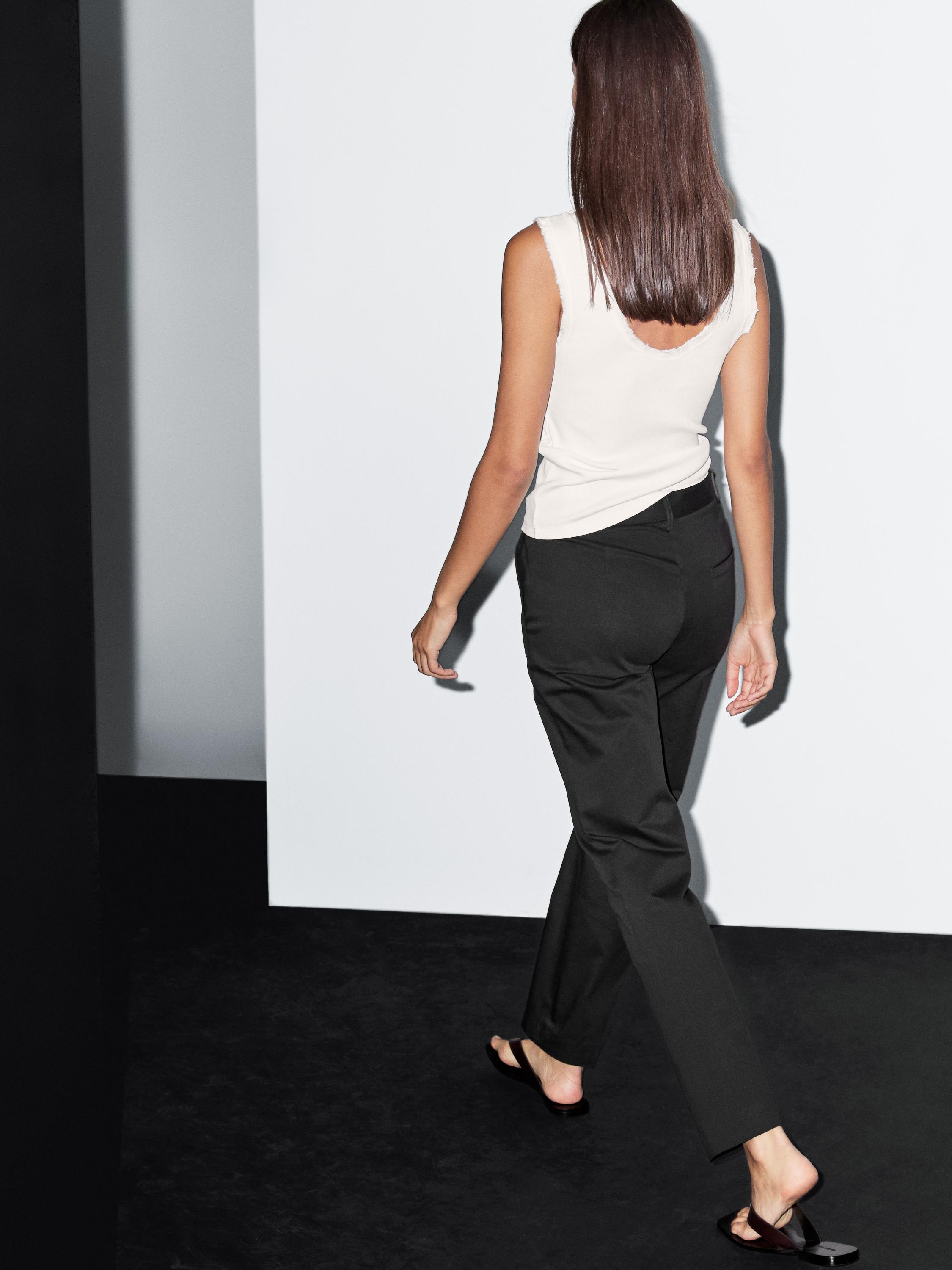 Pantalon straight en coton mélangé