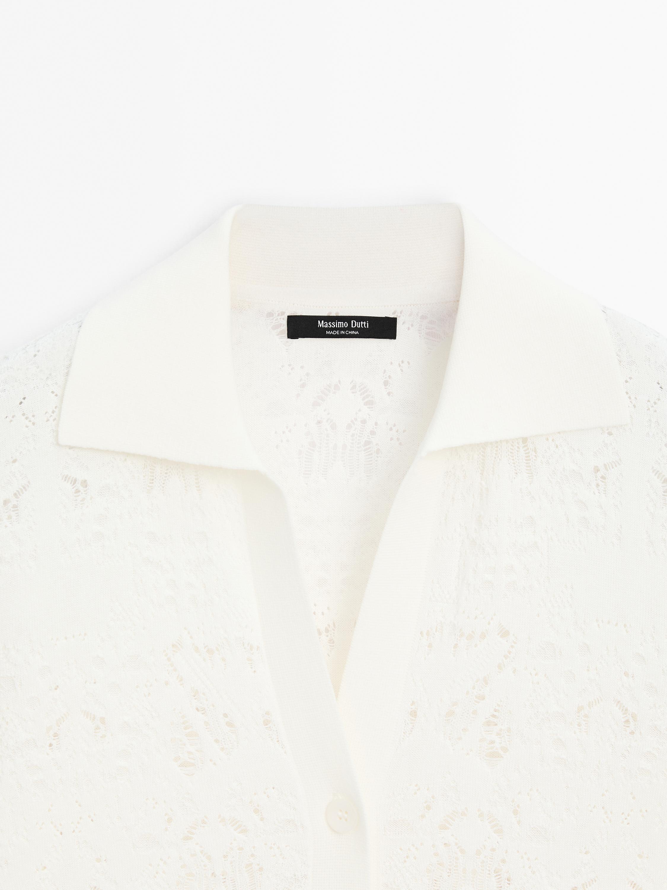 Short sleeve openwork cardigan