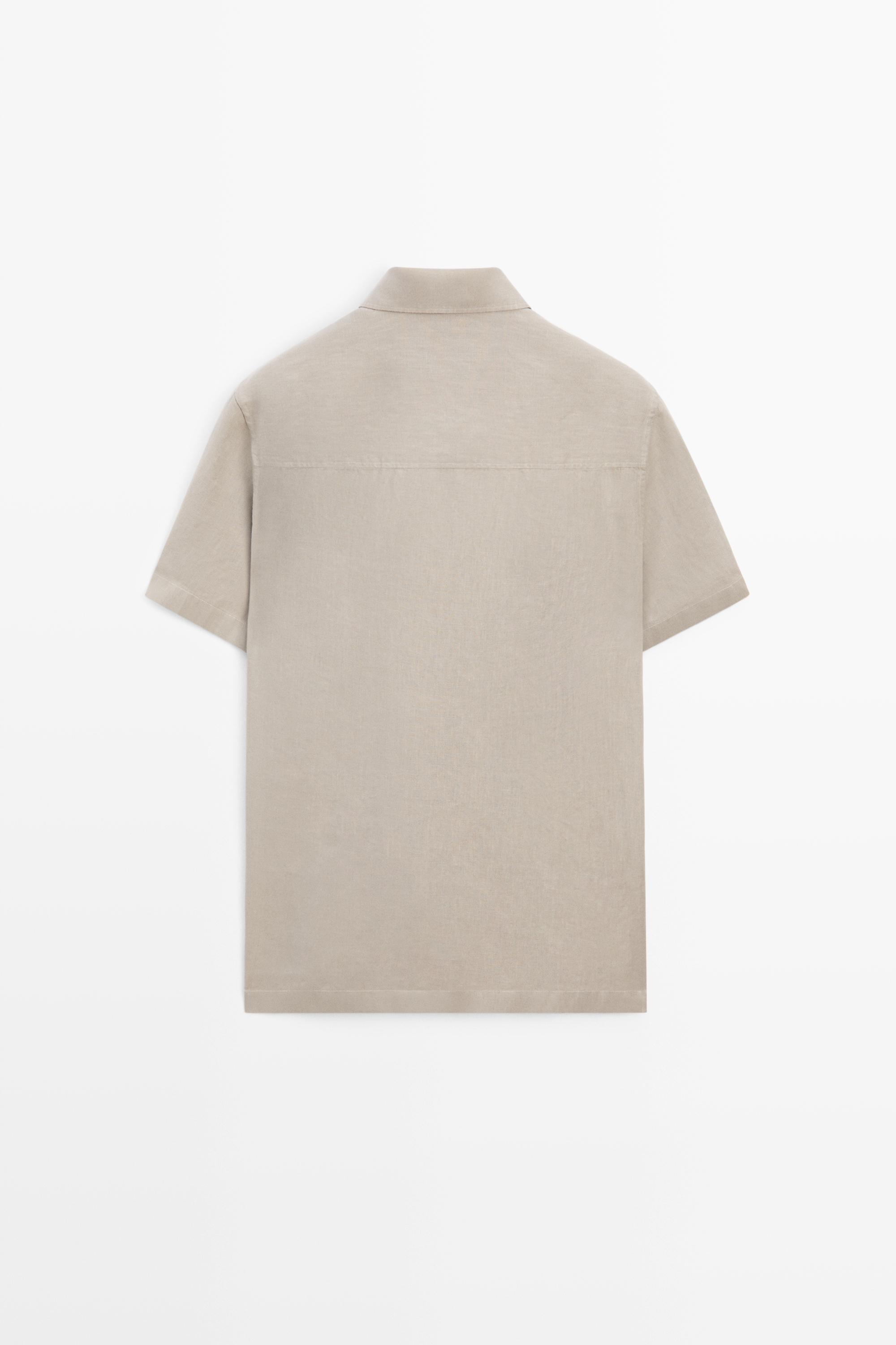 100% linen short sleeve shirt — SAND