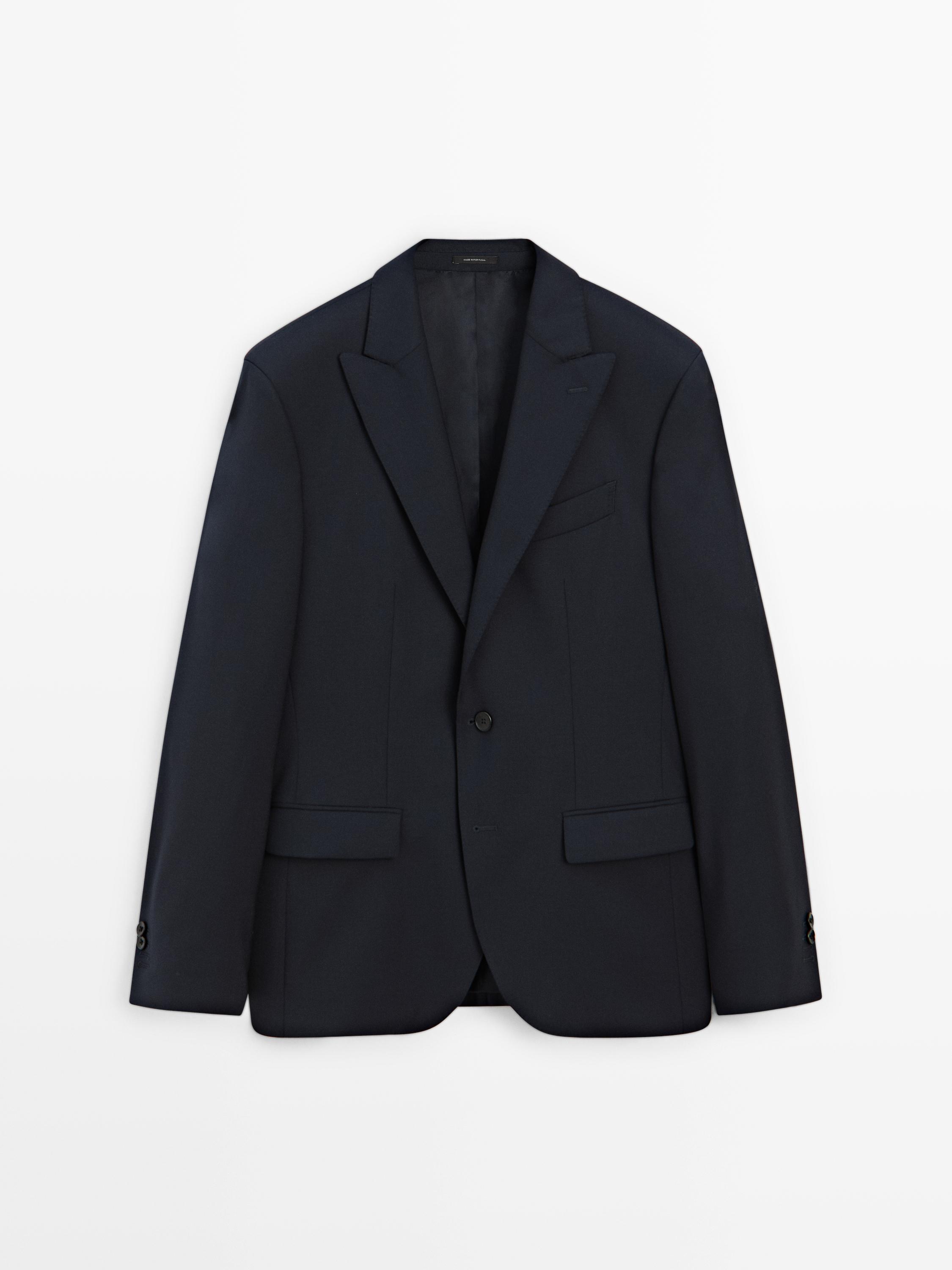 Cool wool blend suit blazer — NAVY BLUE