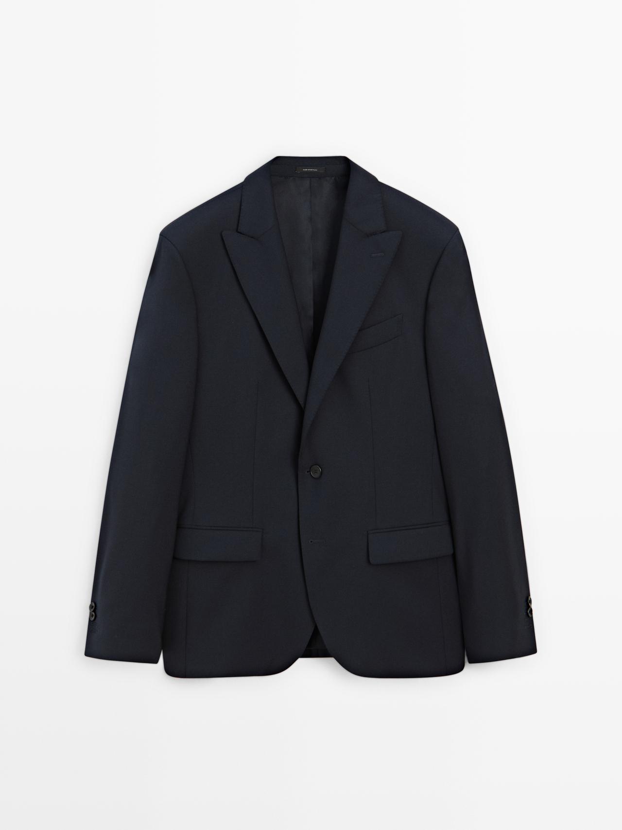 Massimo Dutti - Heren - American Suit With Peaked Lapel - Marineblauw - 50
