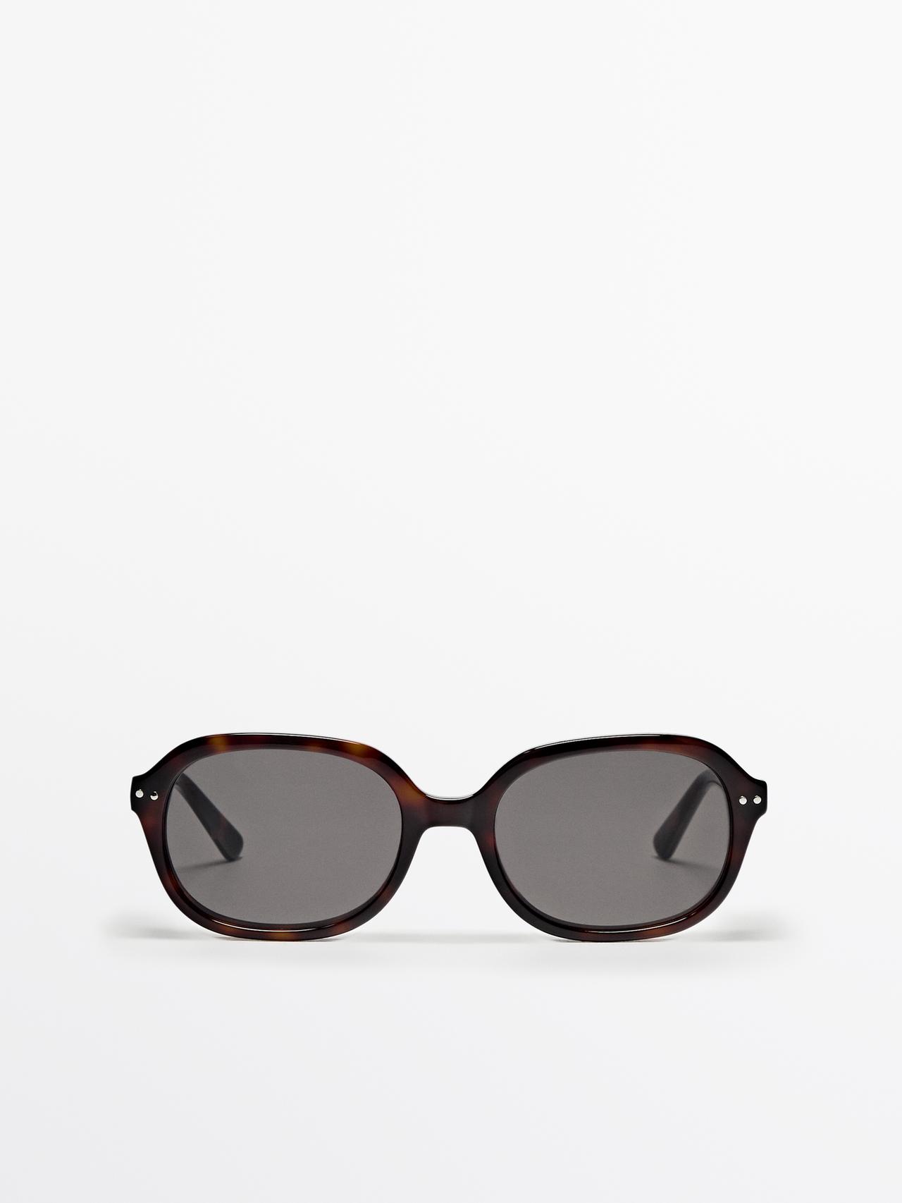 Massimo Dutti - Dame - Ovale Solbriller Med Skildpaddeskjoldseffekt - Brun - 01