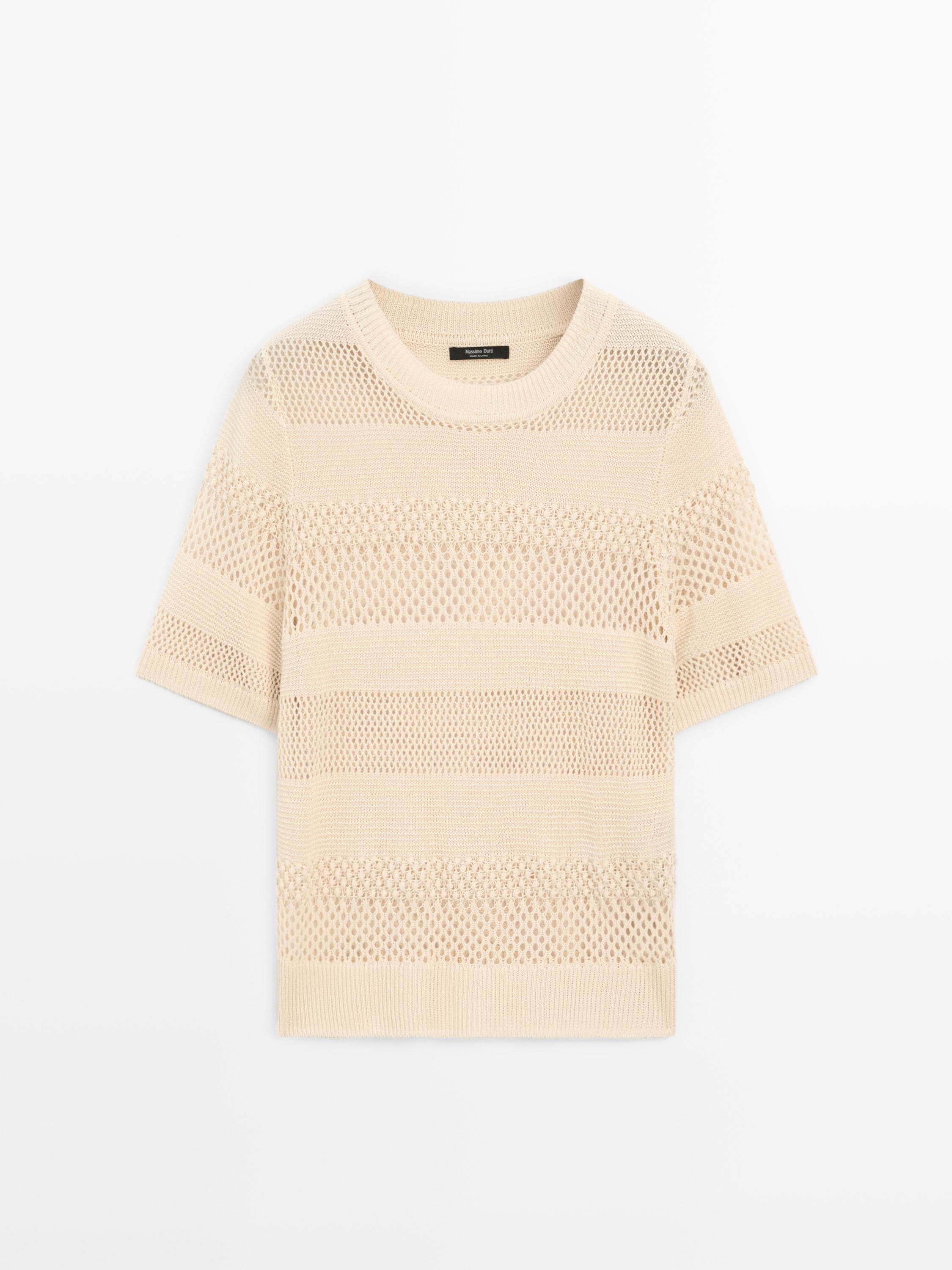 Short sleeve cutwork top