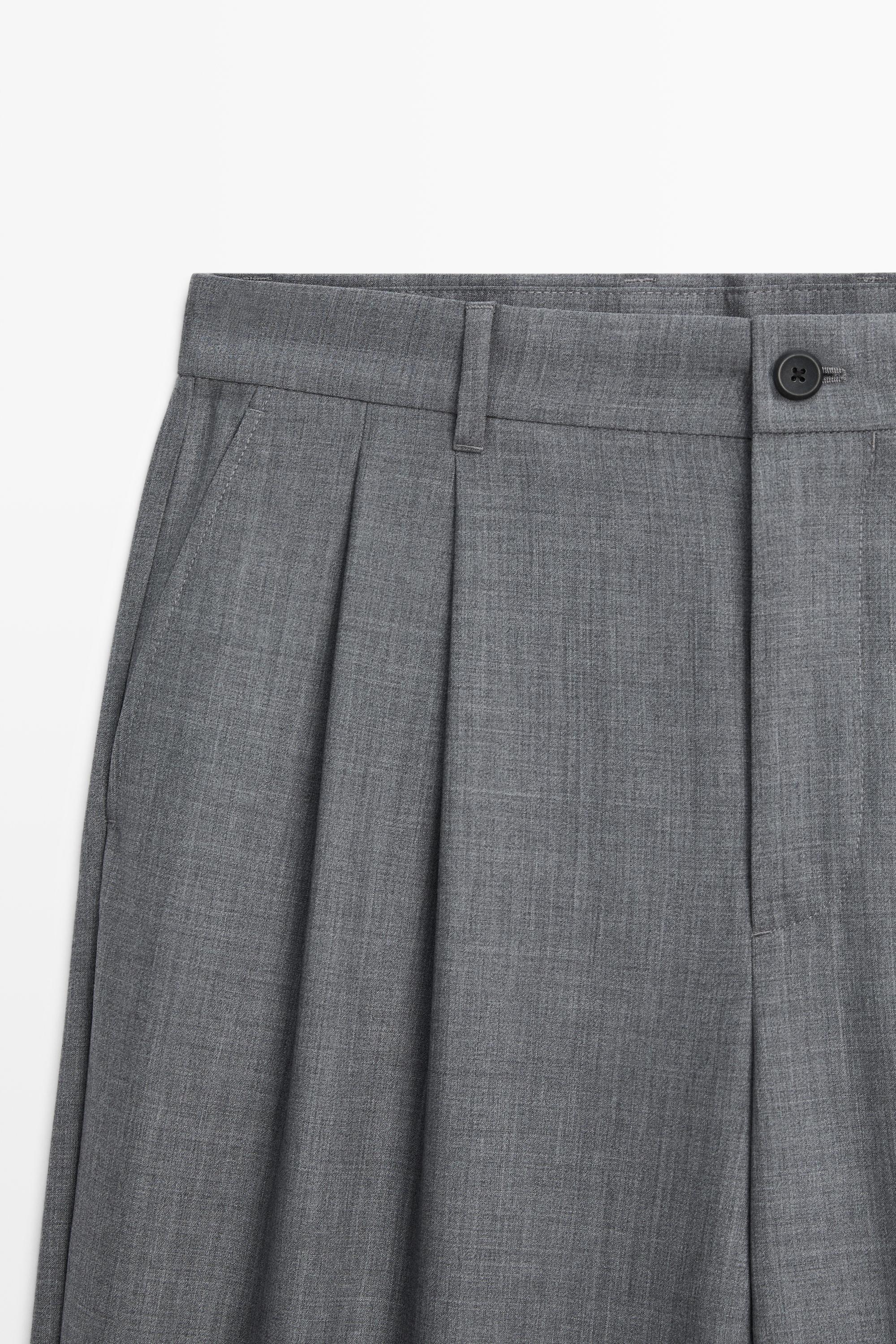 Relaxed fit cool wool darted pants — GREY