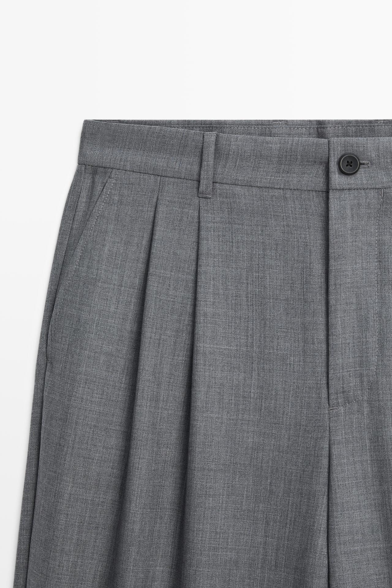 Relaxed fit cool wool darted pants — GREY