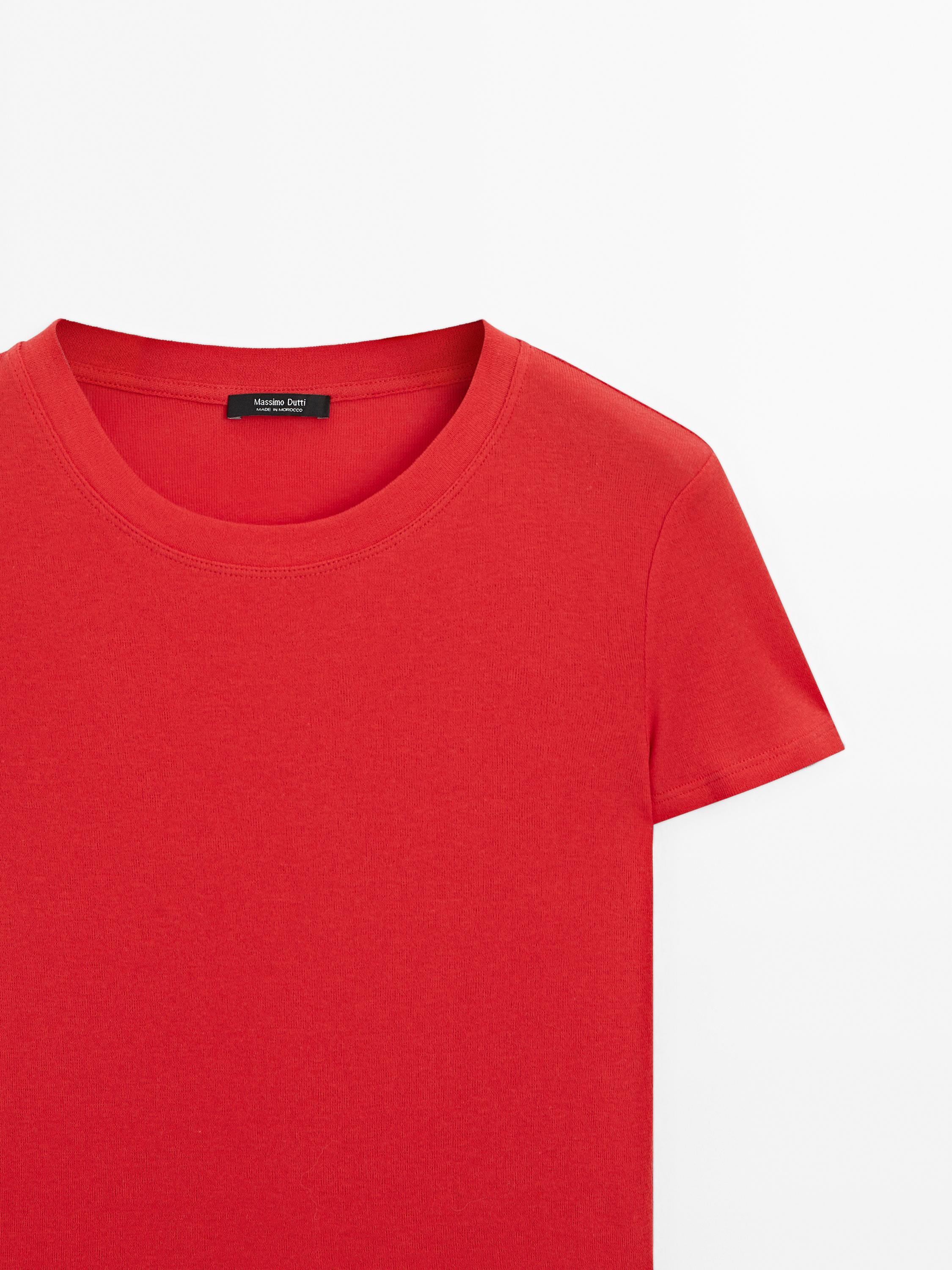 Textured crepe-effect cotton T-shirt