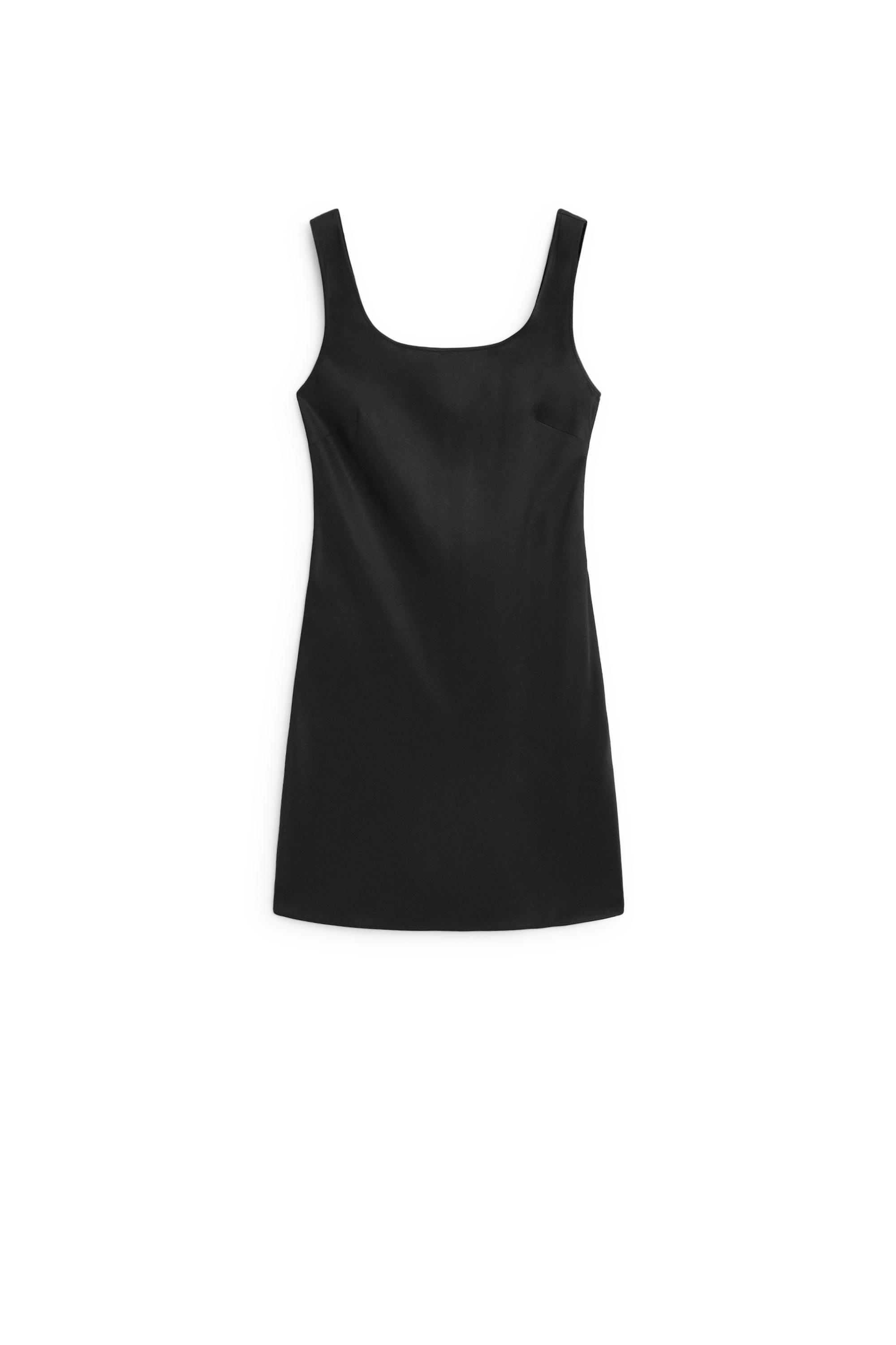 Flowing short strap dress — BLACK