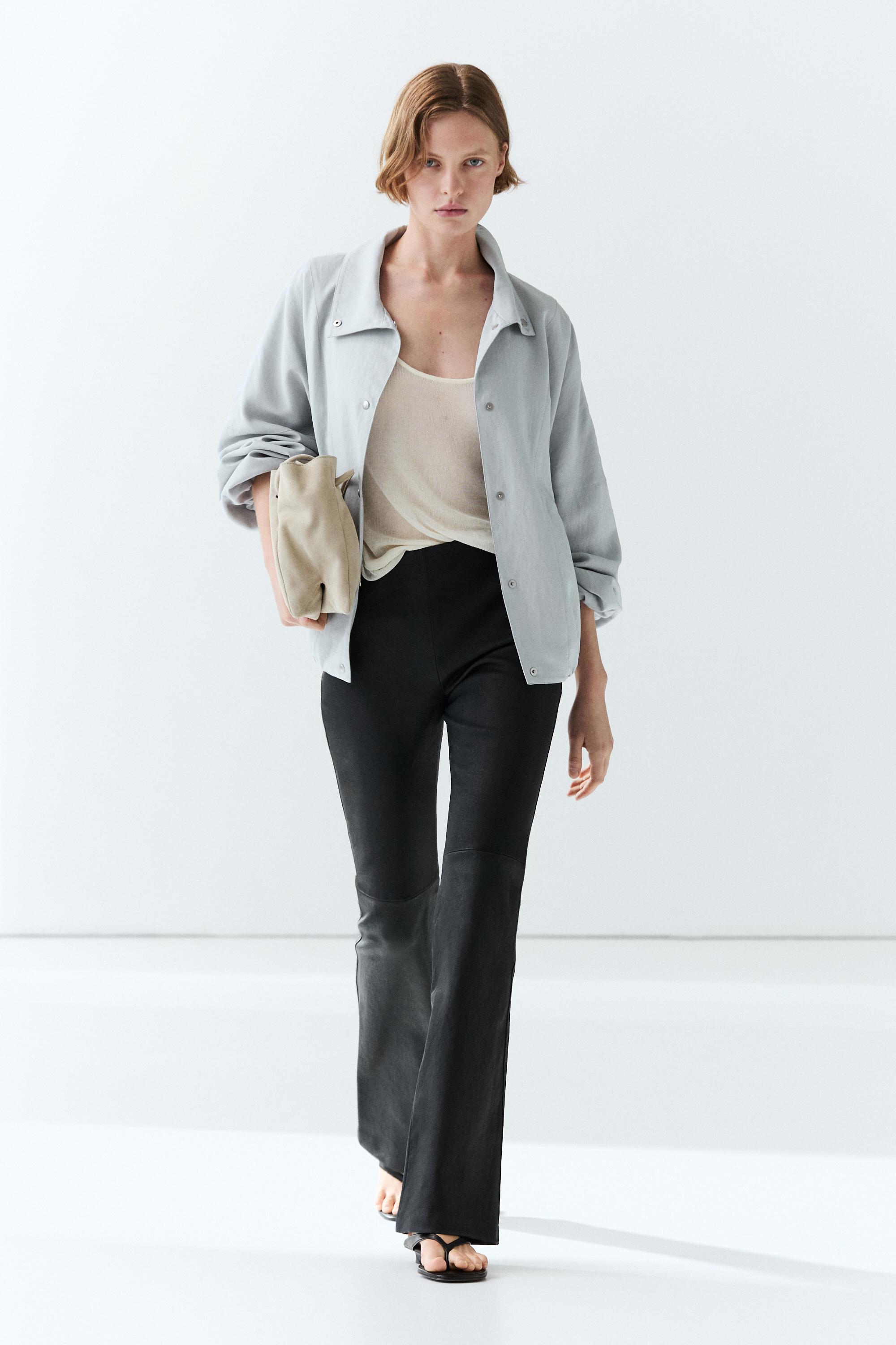 Leggings flare en cuir nappa