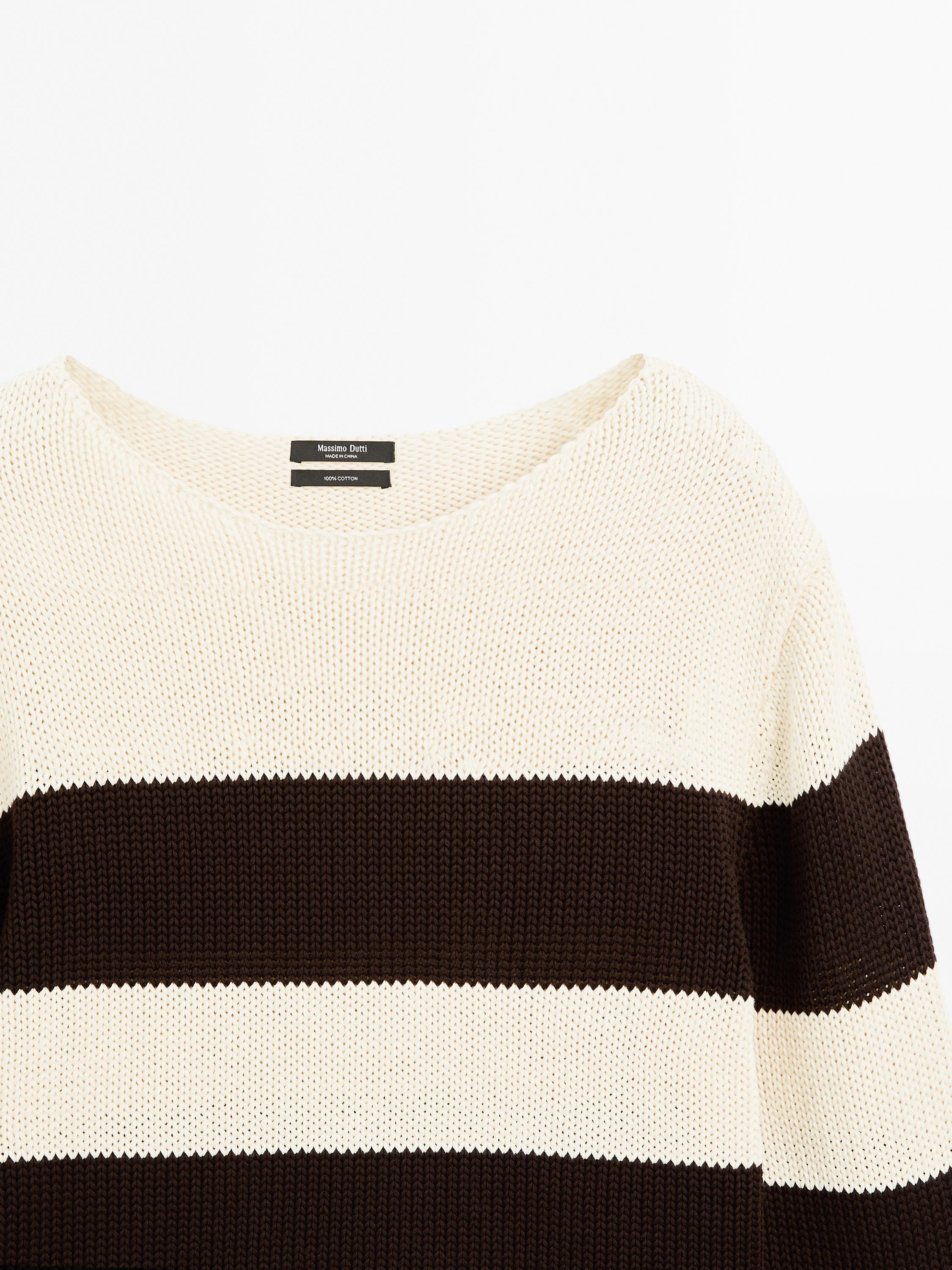100% cotton striped knit sweater