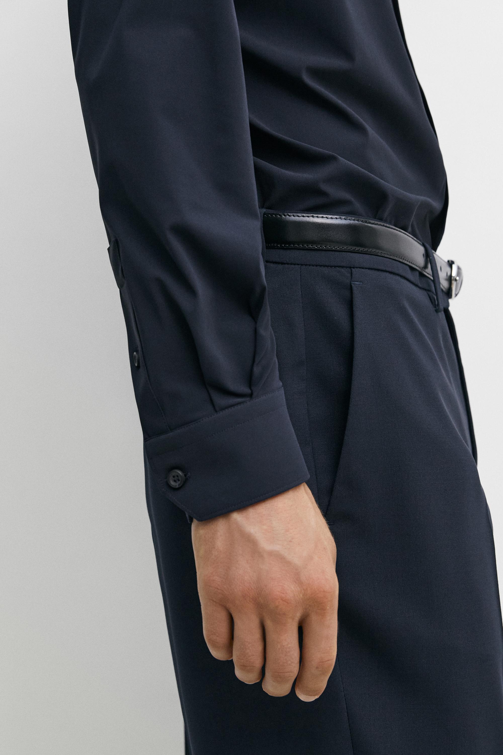 Slim fit stretch shirt — NAVY BLUE