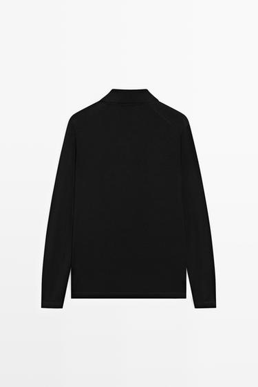 100% merino wool knit polo sweater — BLACK 6